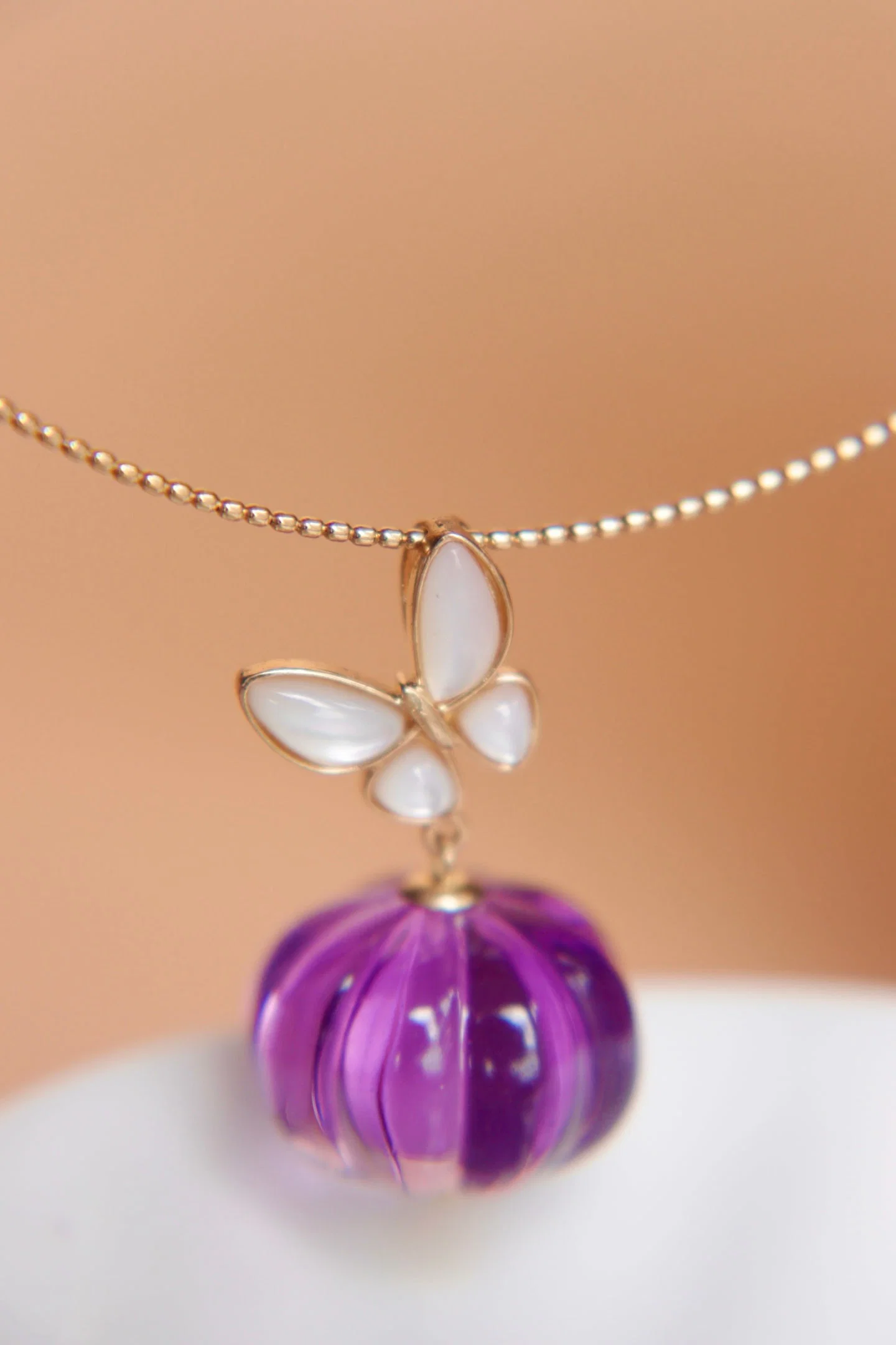 18K Gold Natural Amethyst Pendant
