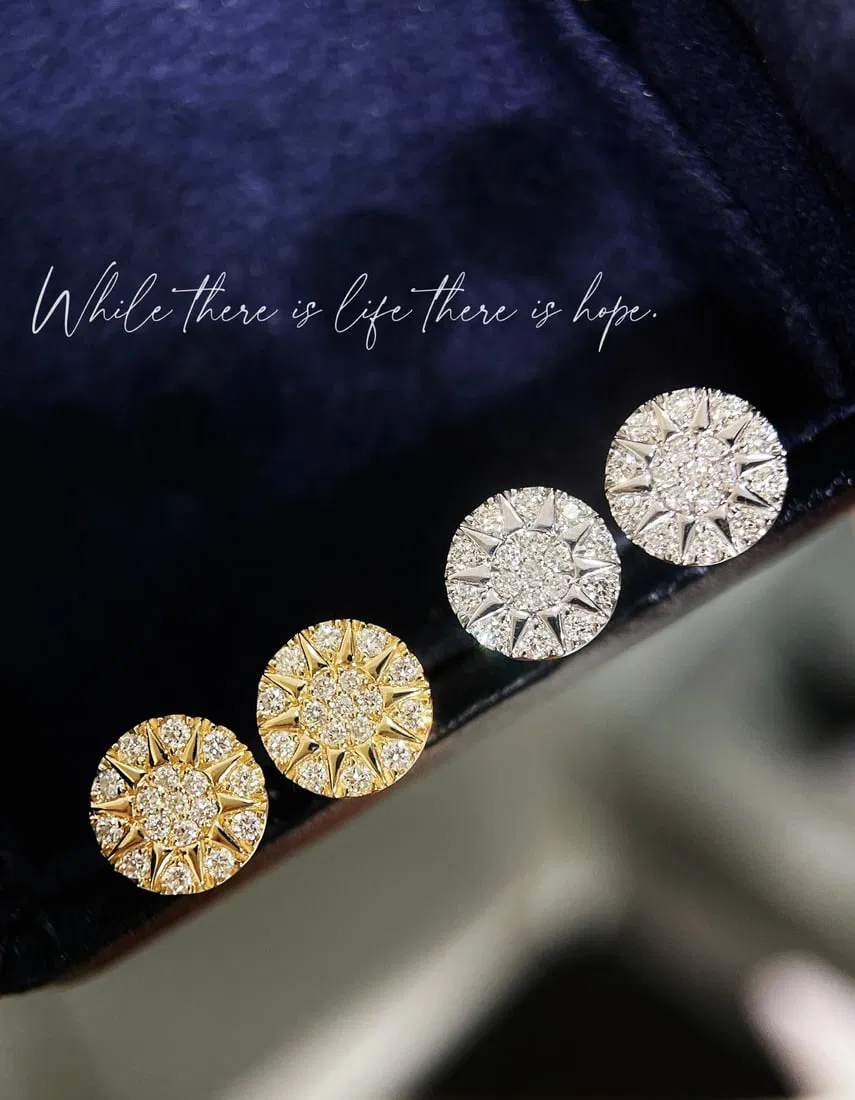 18K gold natural diamond earrings
