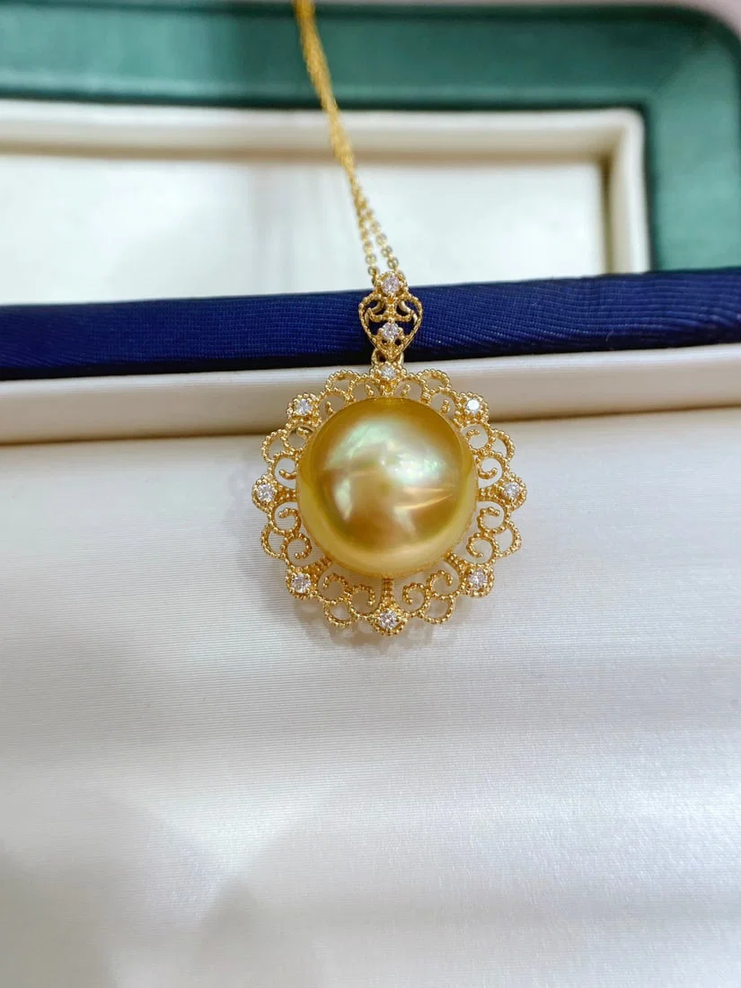 18K gold natural gold bead pendant