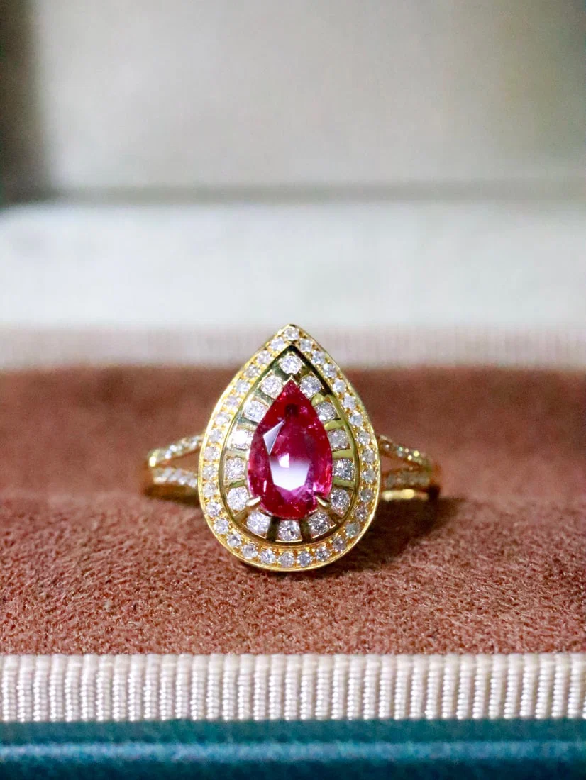 18K Gold Natural Mozambique Ruby Ring