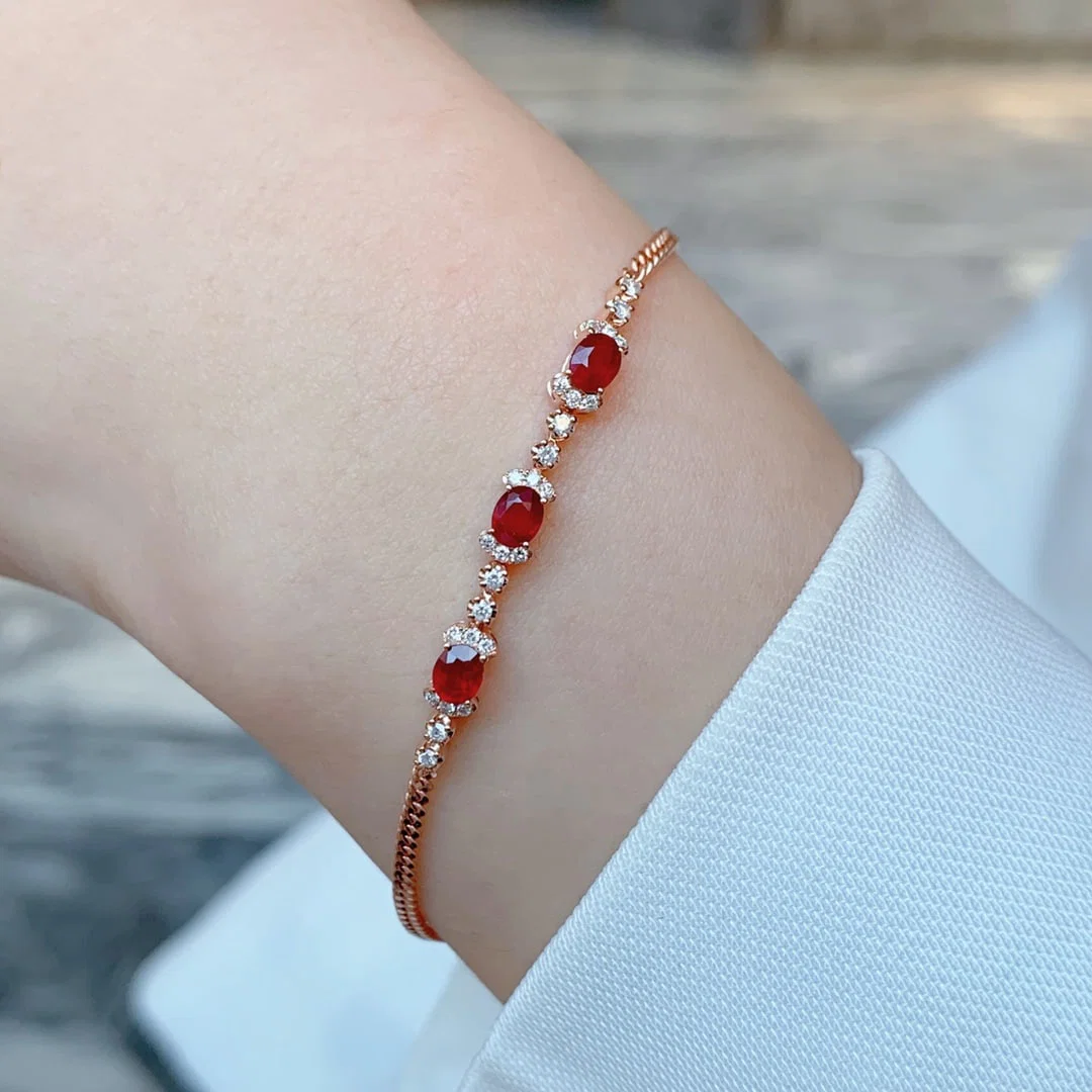 18K Gold Natural Pigeon Blood Ruby Bracelet