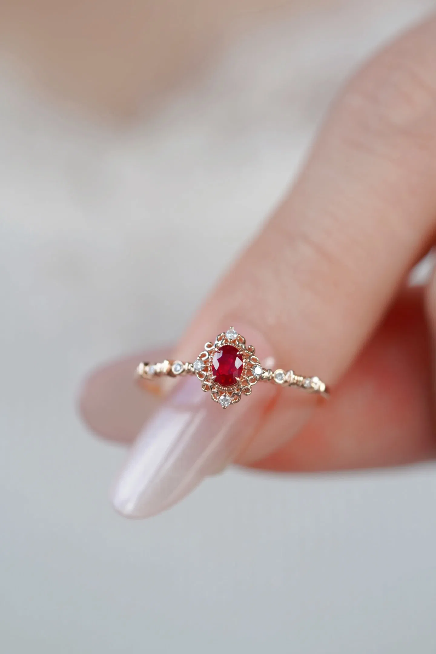 18K Gold Natural Ruby Ring