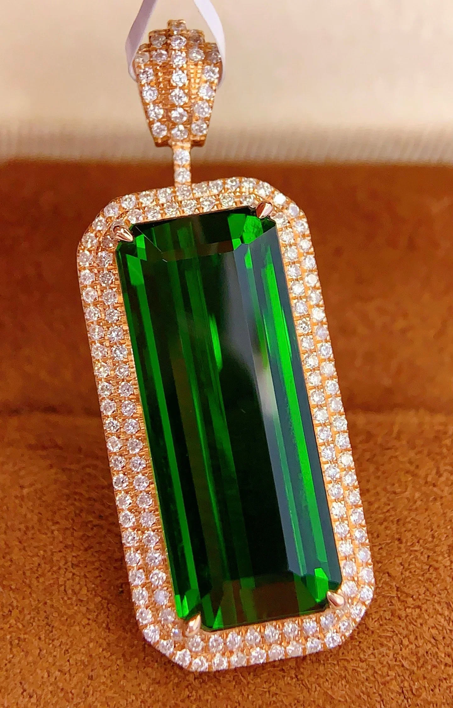 18K Gold Natural Tourmaline Pendant