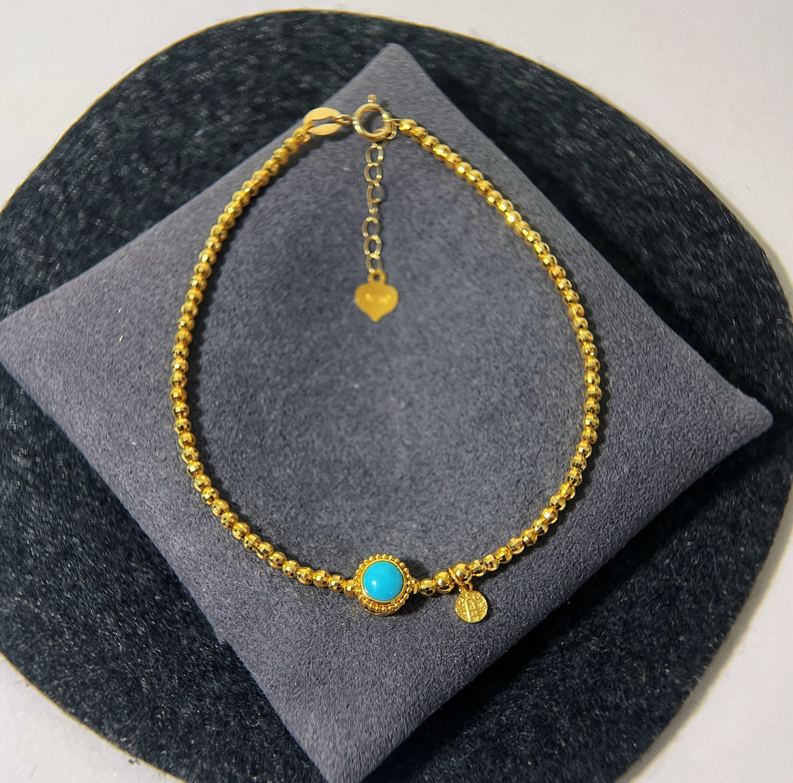 18K Gold Natural Turquoise Bracelet