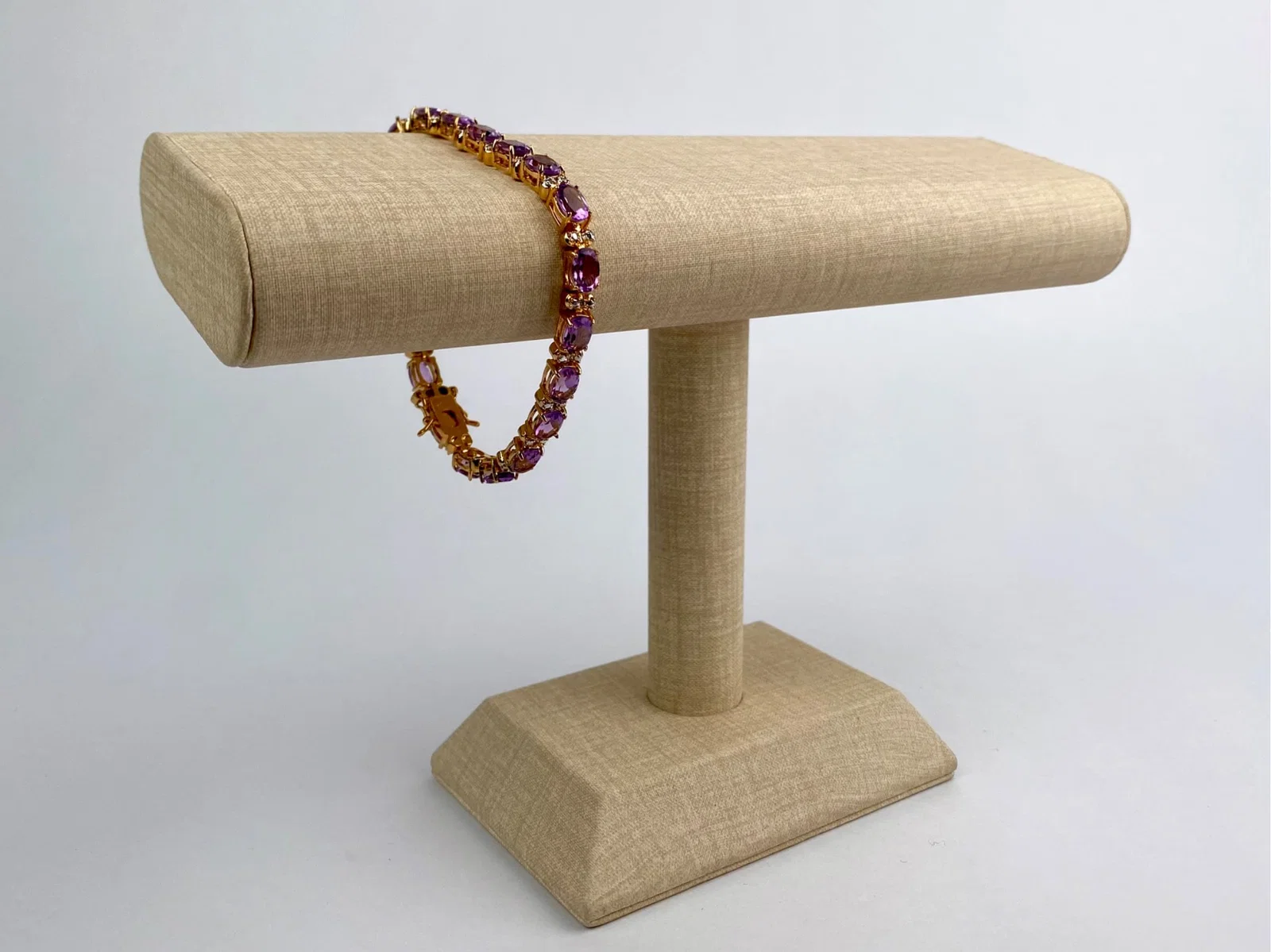 18K Gold Plated Amethyst & Diamond Tennis Bracelet