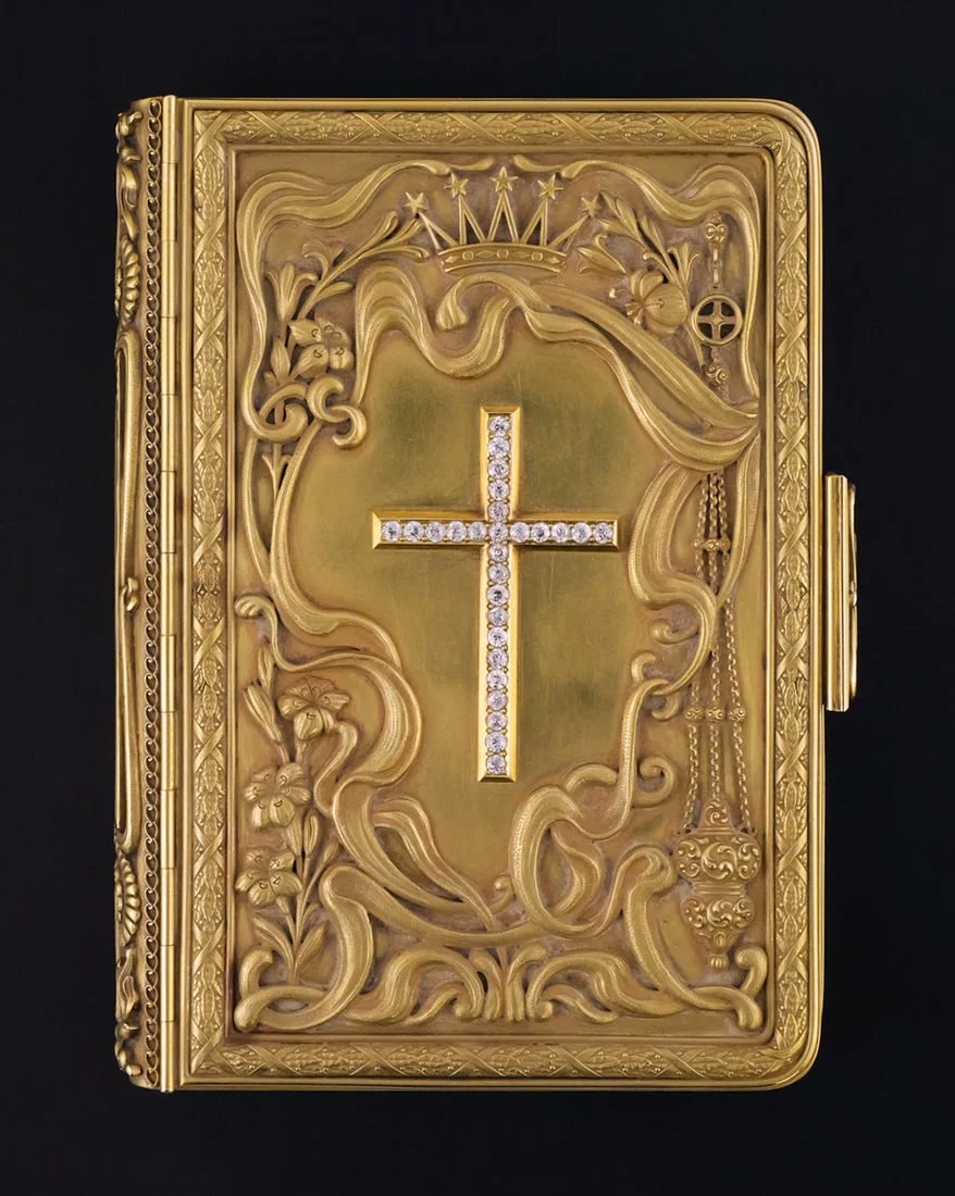 18k Gold Prayer Book, Diamond Cross, 1890