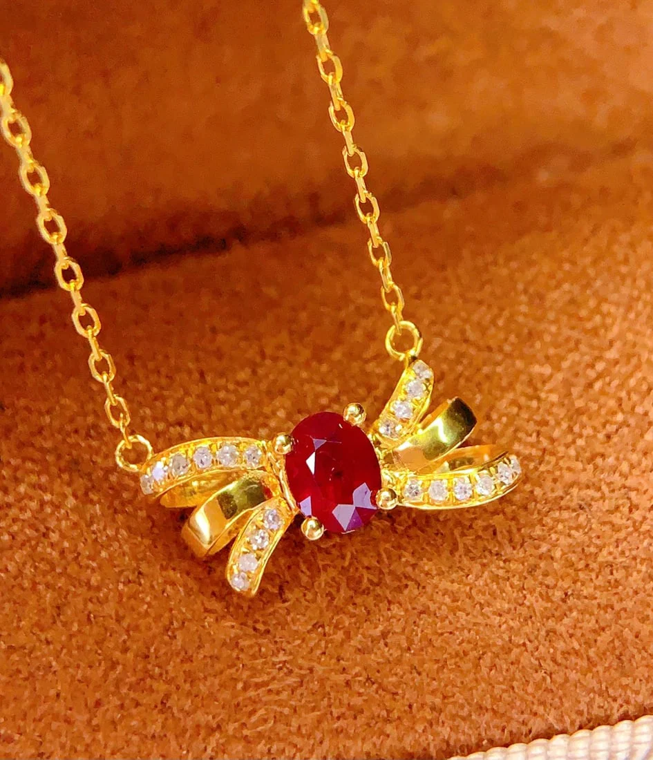 18K Gold Ruby Clavicle Chain