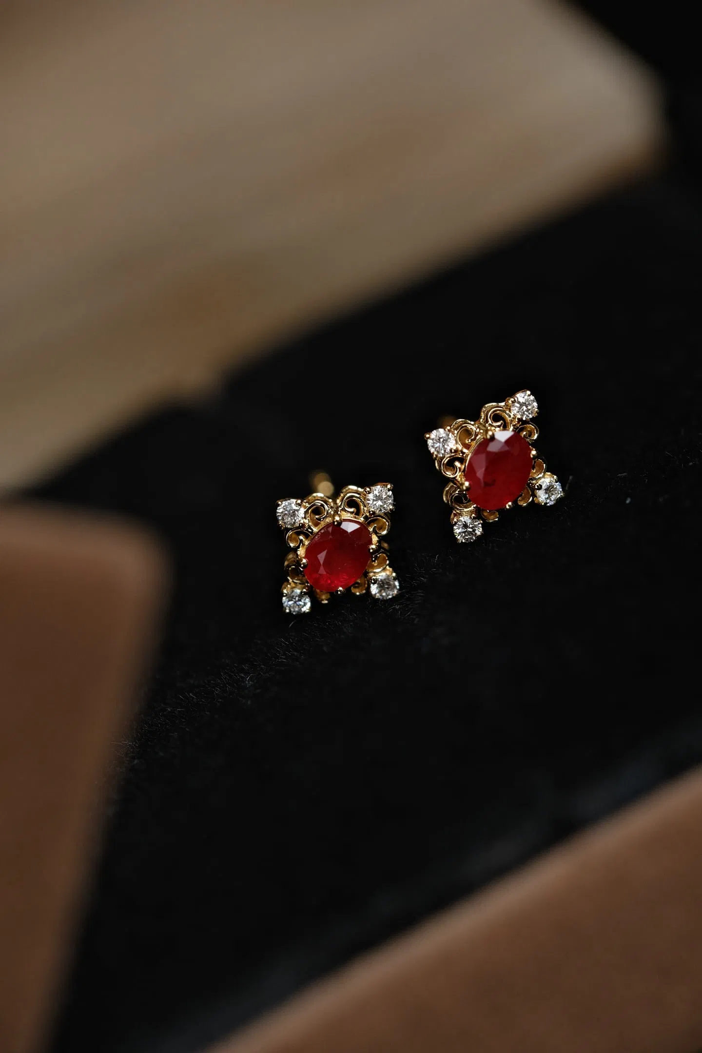 18K Gold Ruby Earrings