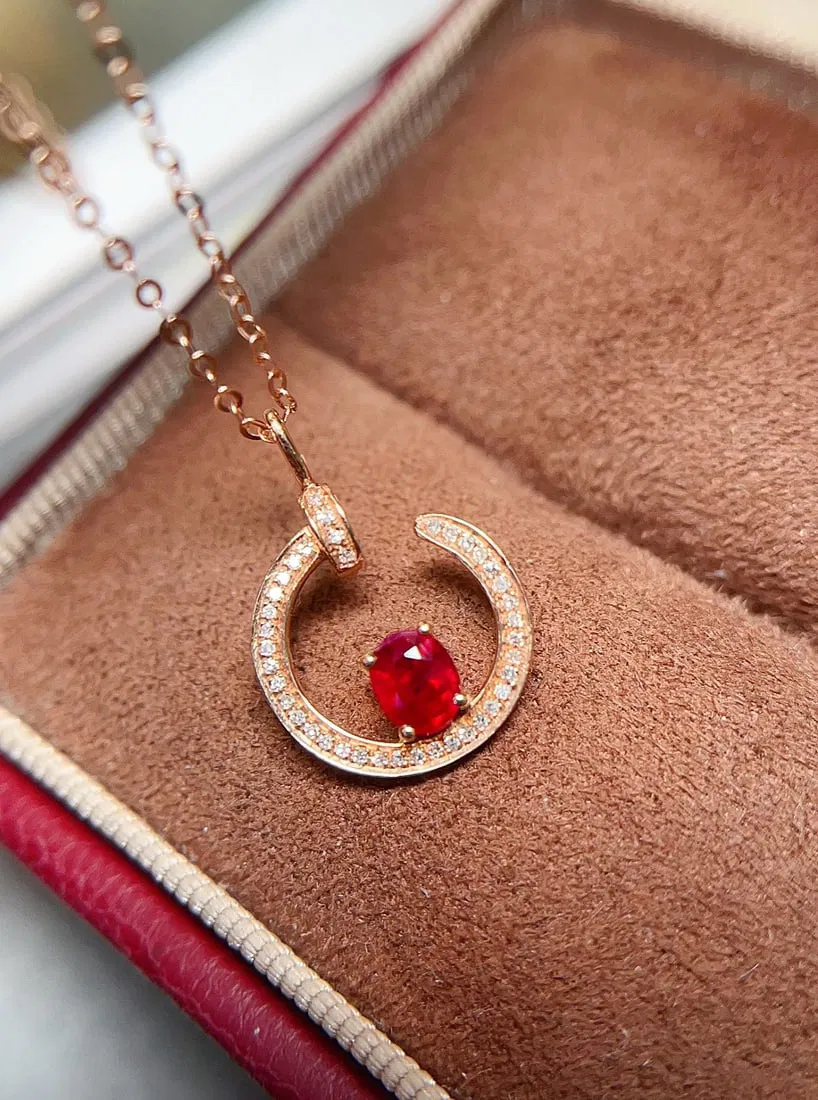 18K Gold Ruby Necklace