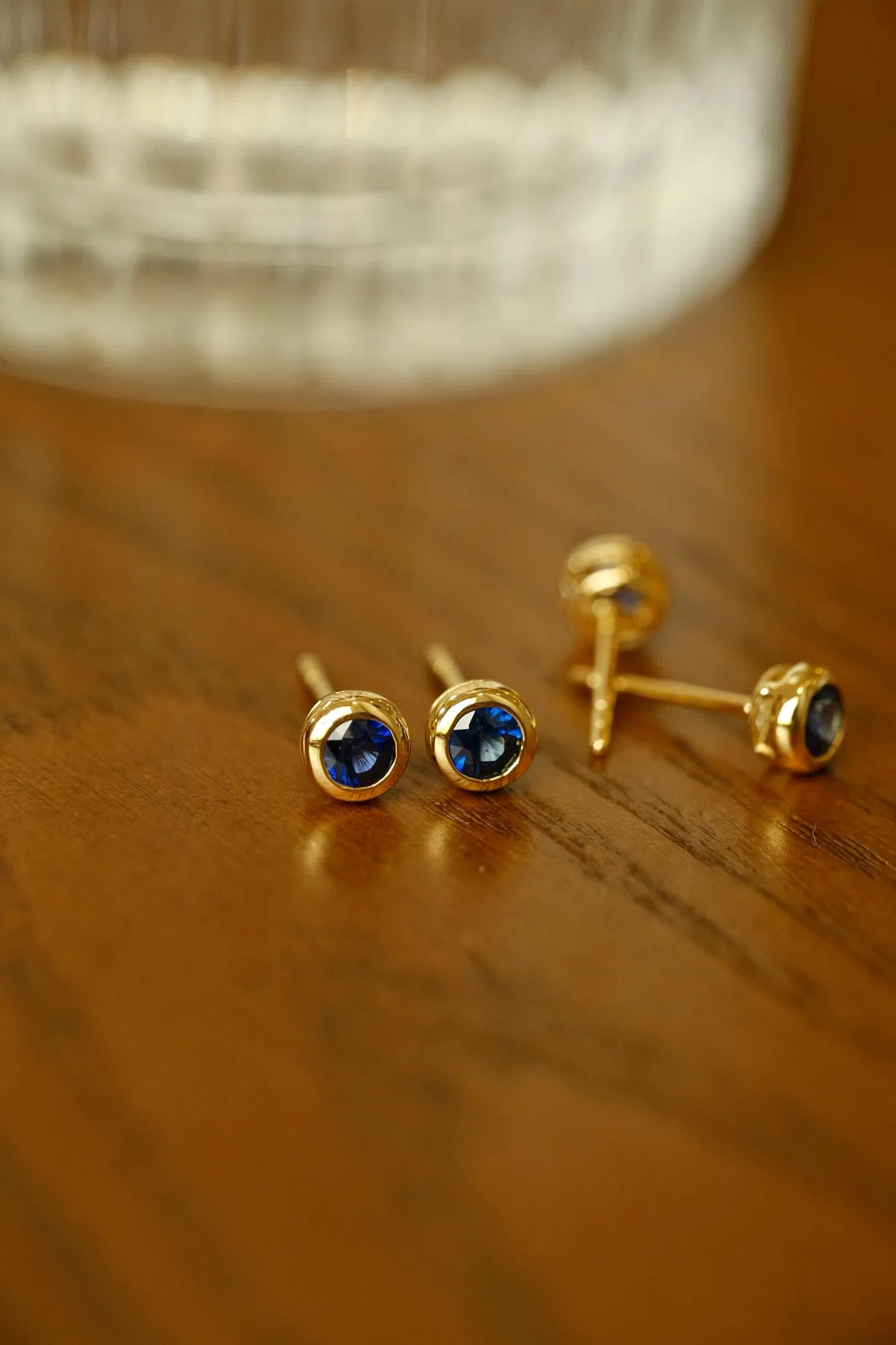 18K Gold Sapphire and Ruby Earrings