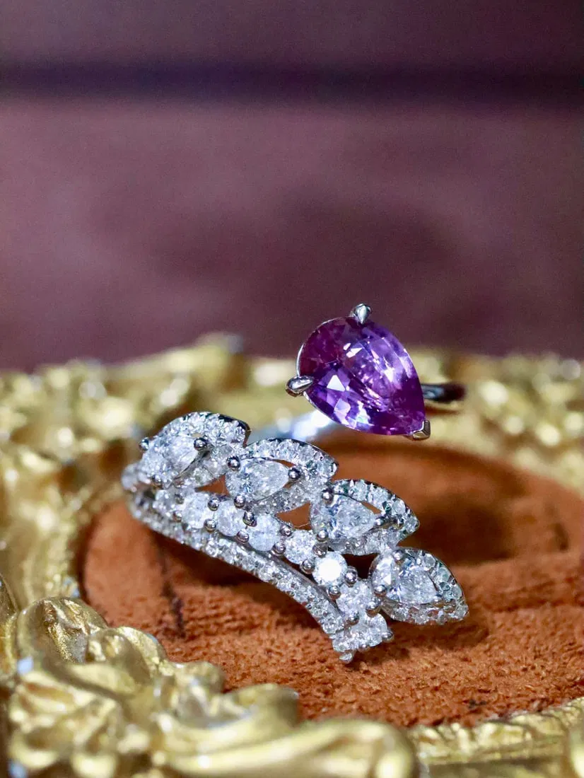 18K natural sapphire ring