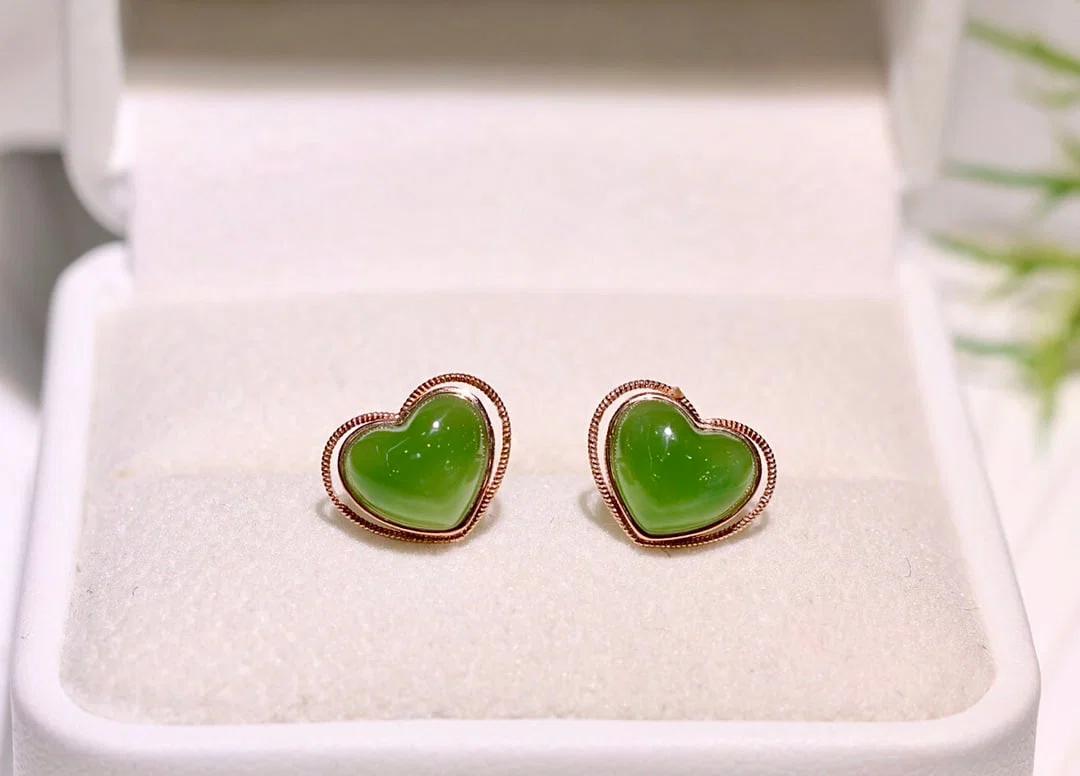 18K Rose Gold Jadeite Earrings
