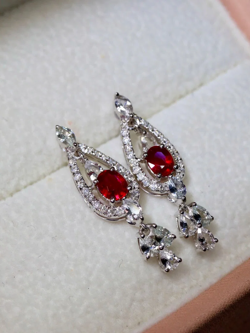 18K Unheated Ruby Earrings