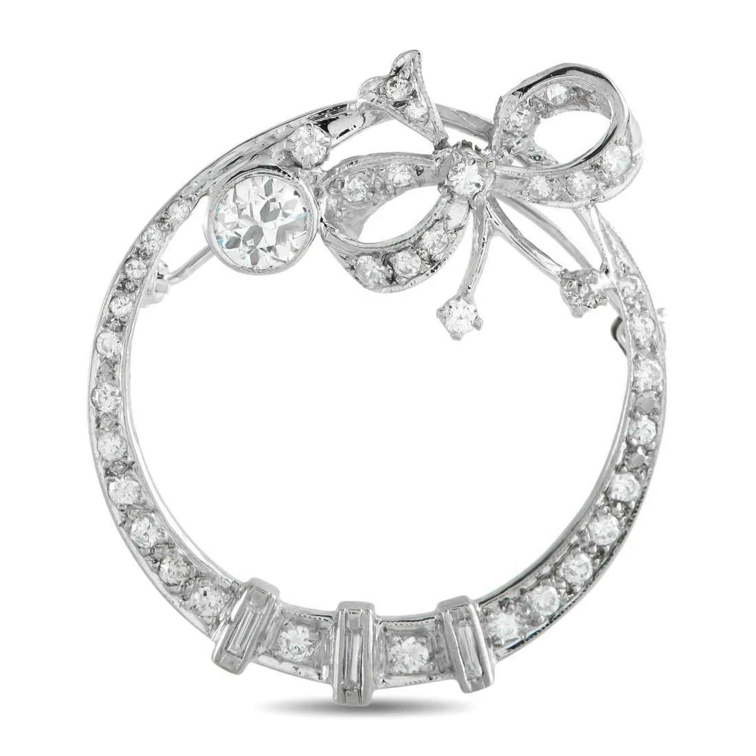 18K WHITE GOLD 1.50CT DIAMOND BROOCH