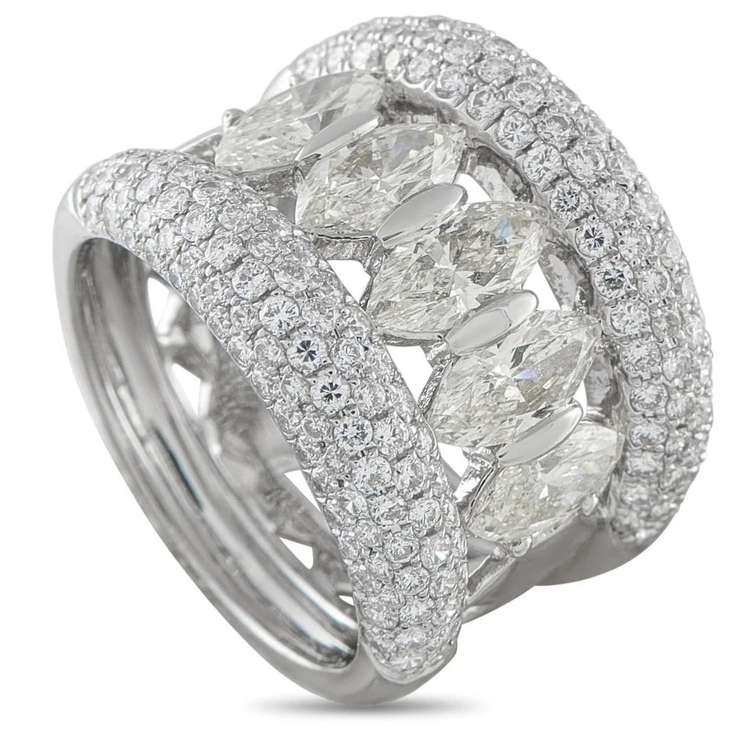 18K WHITE GOLD 3.60CT DIAMOND WIDE BAND RING