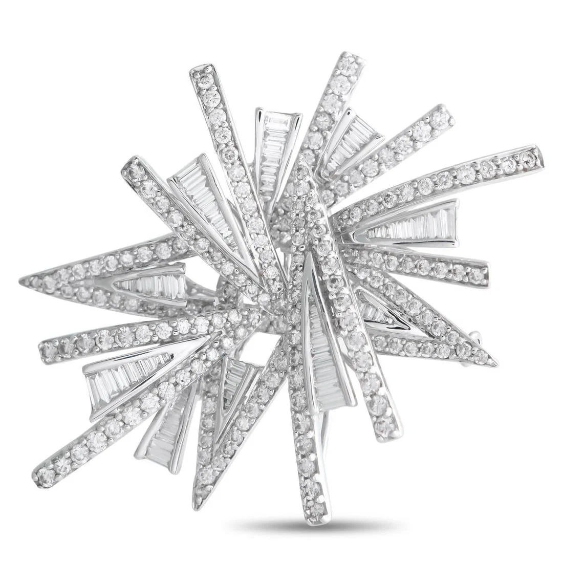 18K WHITE GOLD 3.63CT DIAMOND BROOCH