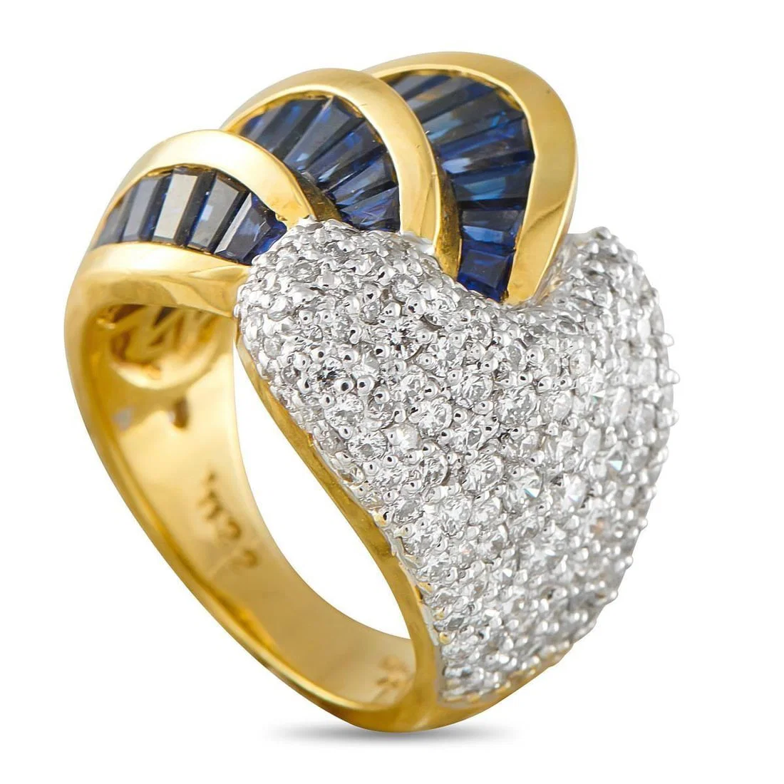 18K YELLOW GOLD 1.49CT DIAMOND AND SAPPHIRE RING