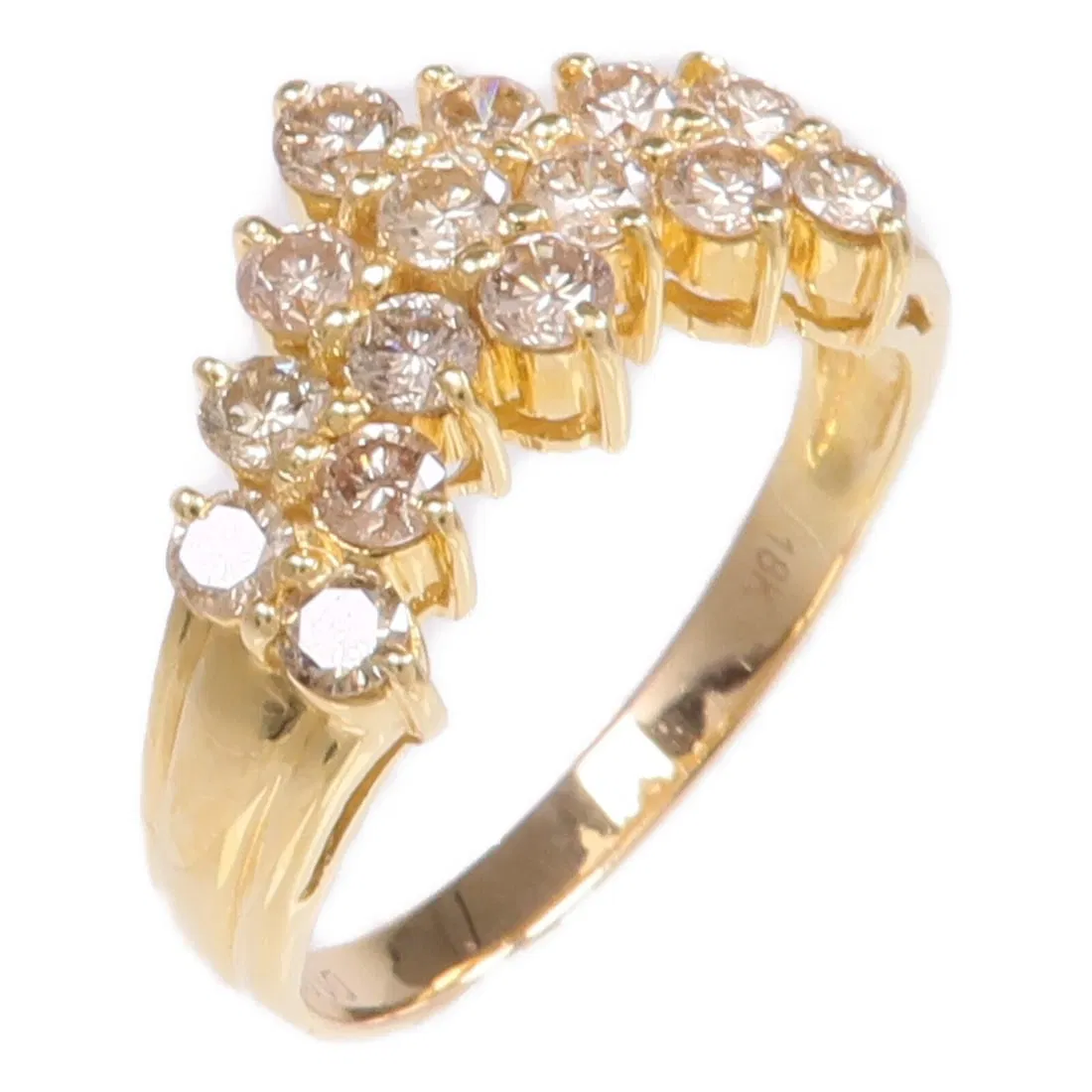18K Yellow Gold Diamond Ring Size 8 by JEWELRY