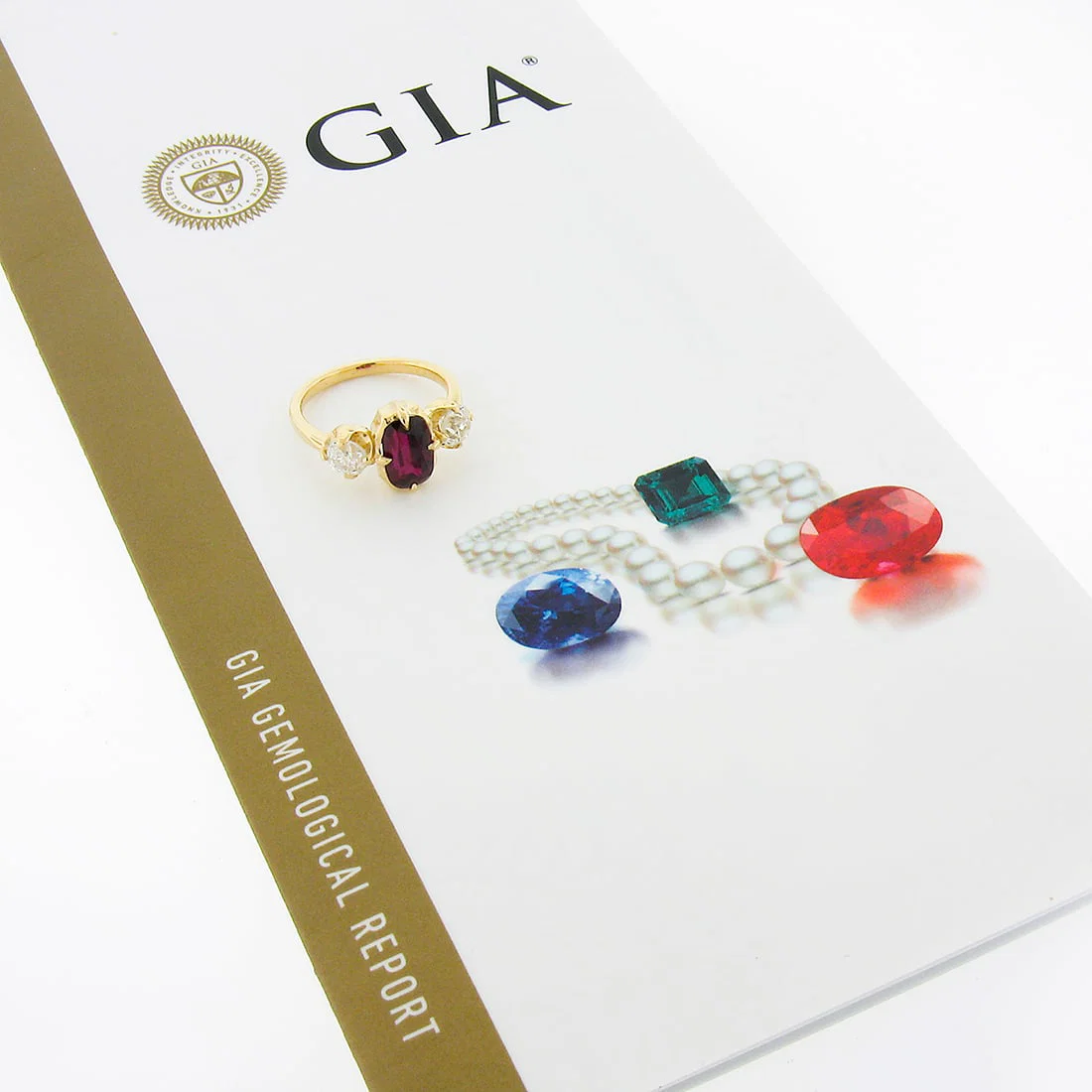 18k Yellow Gold GIA Certified 3.37ct Ruby Diamond Engagement Ring