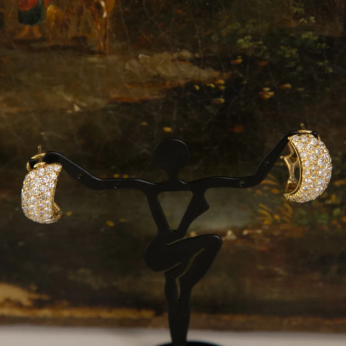 18K Yellow Gold Natural Diamond Earrings