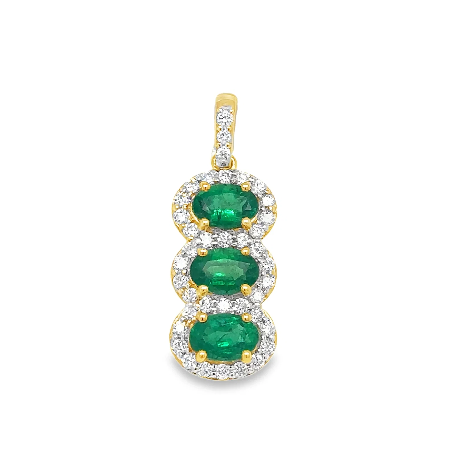 18KT YELLOW GOLD DIAMOND AND EMERALD PENDENT