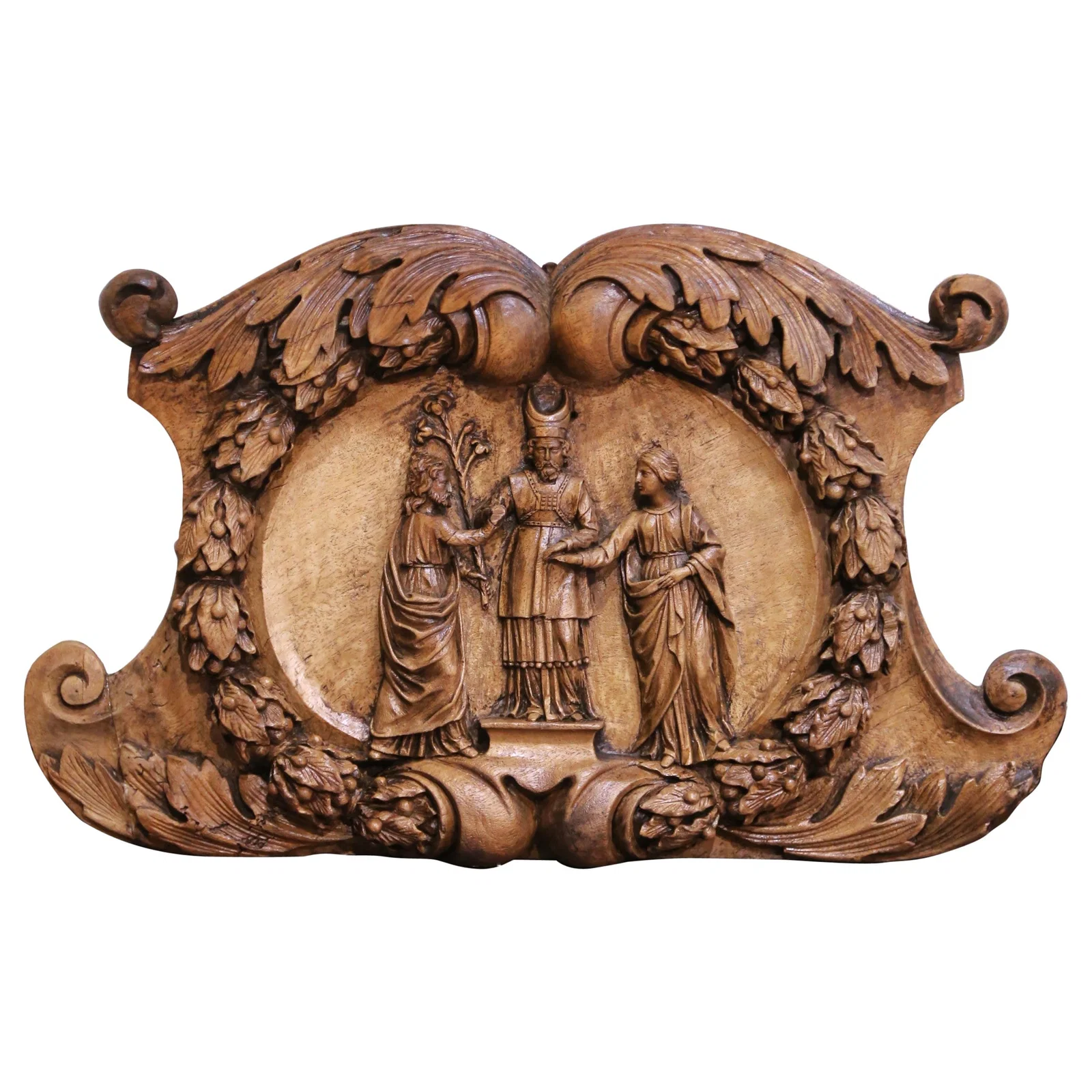 18th Century French Walnut Baroque Relief of Virgin Mary and Joseph