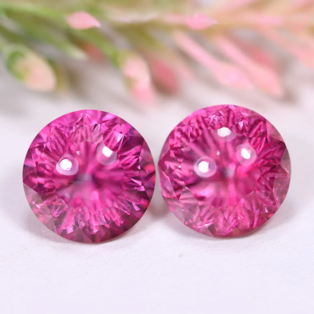 19.35Ct Special Cut Pink Topaz Pair - Polished Faceted , 925E