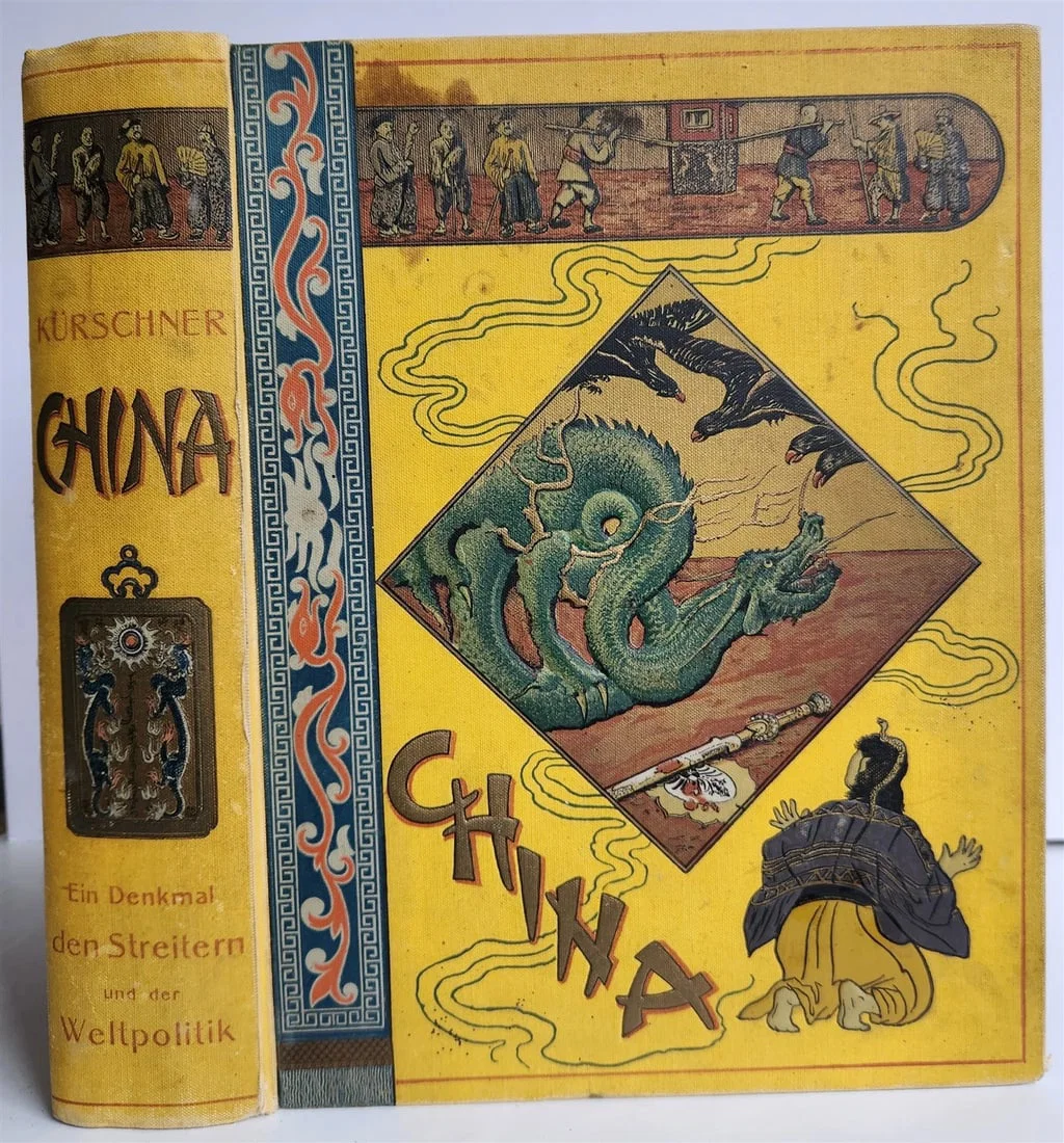 1900 CHINA ILLUSTRATED CIVIL & MILITARY HISTORY antique FOLIO in GERMAN