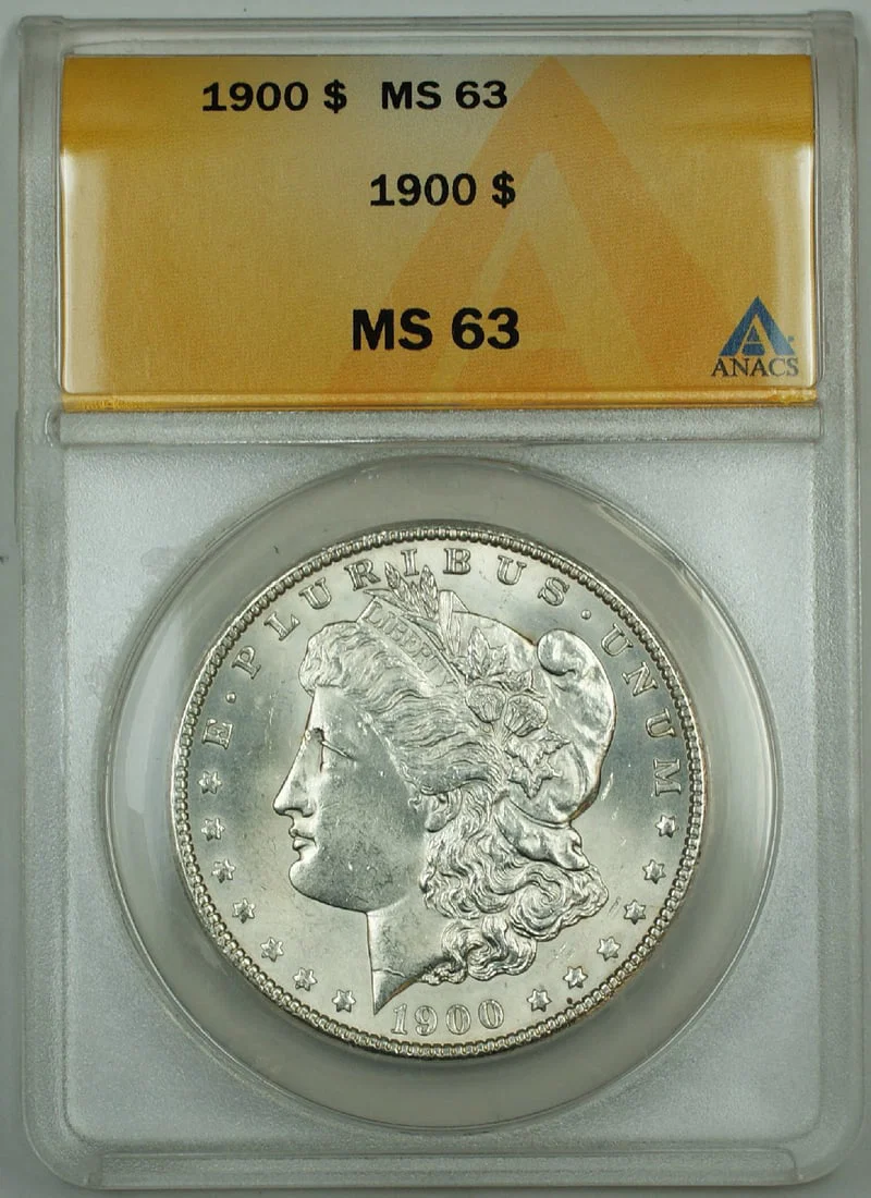 1900 Philadelphia Morgan Dollar Silver Coin ANACS MS-63 Certified Uncirculated