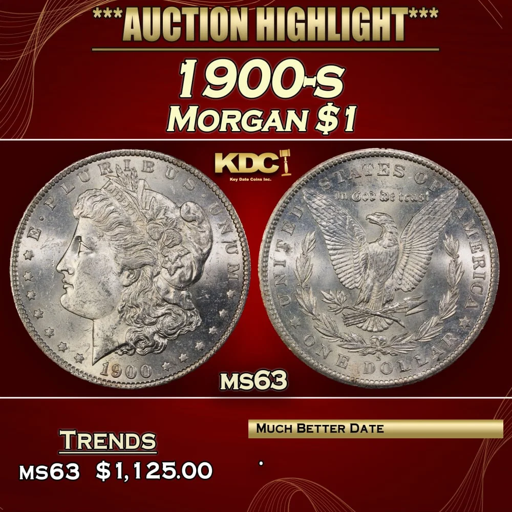 1900-s Morgan Dollar $1 Grades ms63