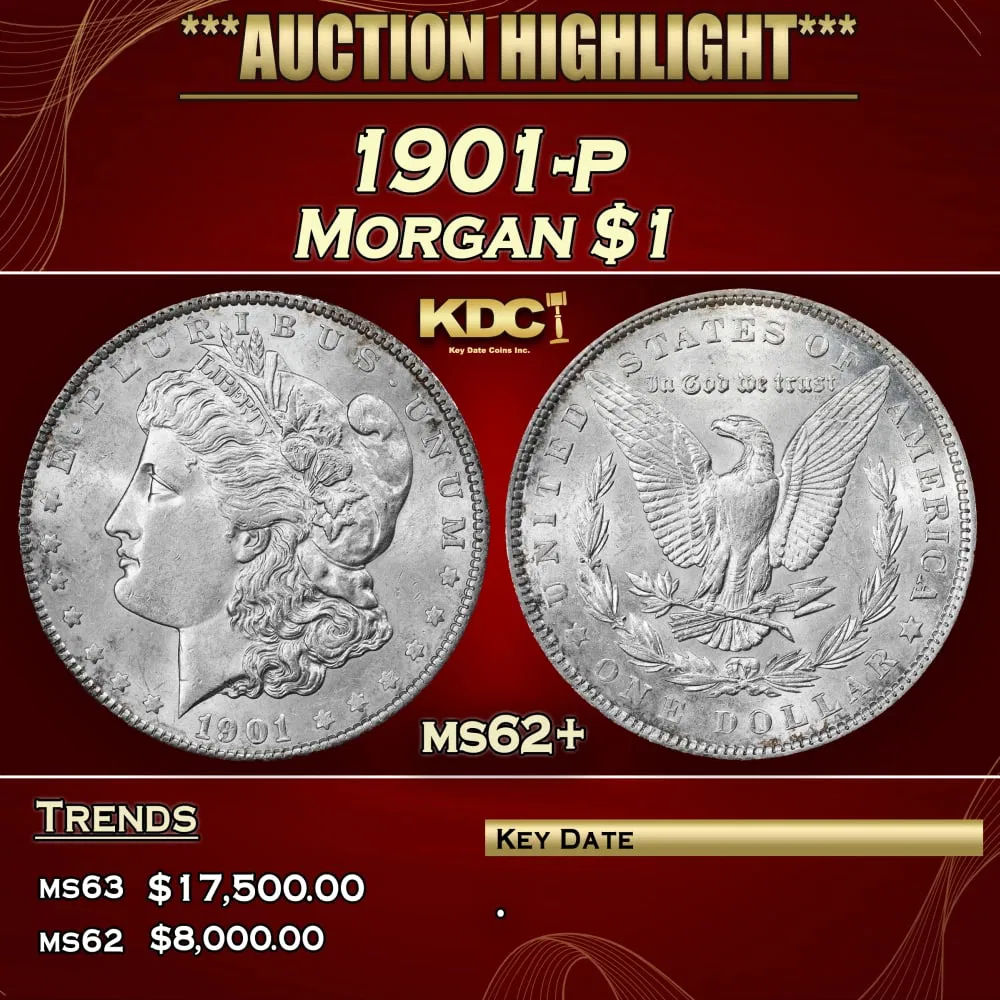 1901-p Morgan Dollar $1 ms62+ USCG