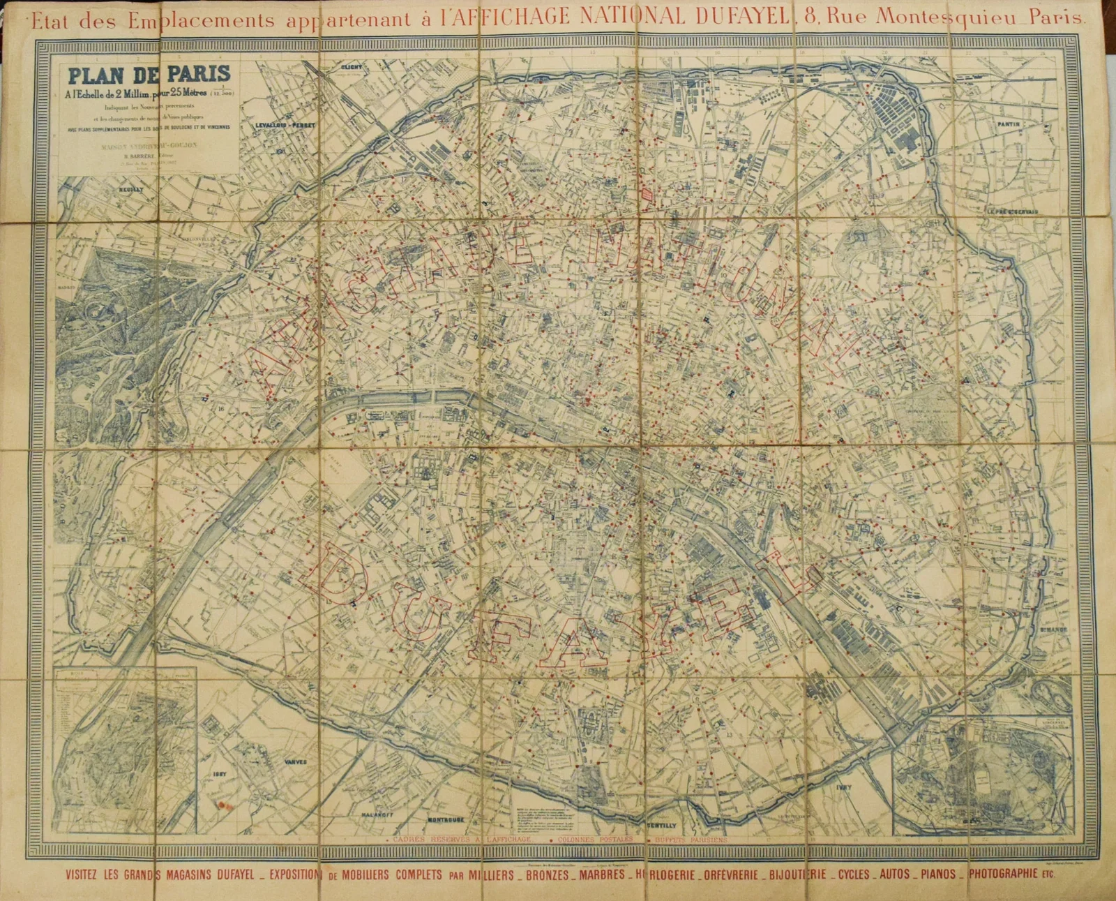 1902 Folding Map of Paris -- Plan de Paris