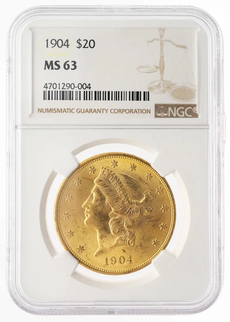 1904 $20 Gold Double Eagle NGC MS63