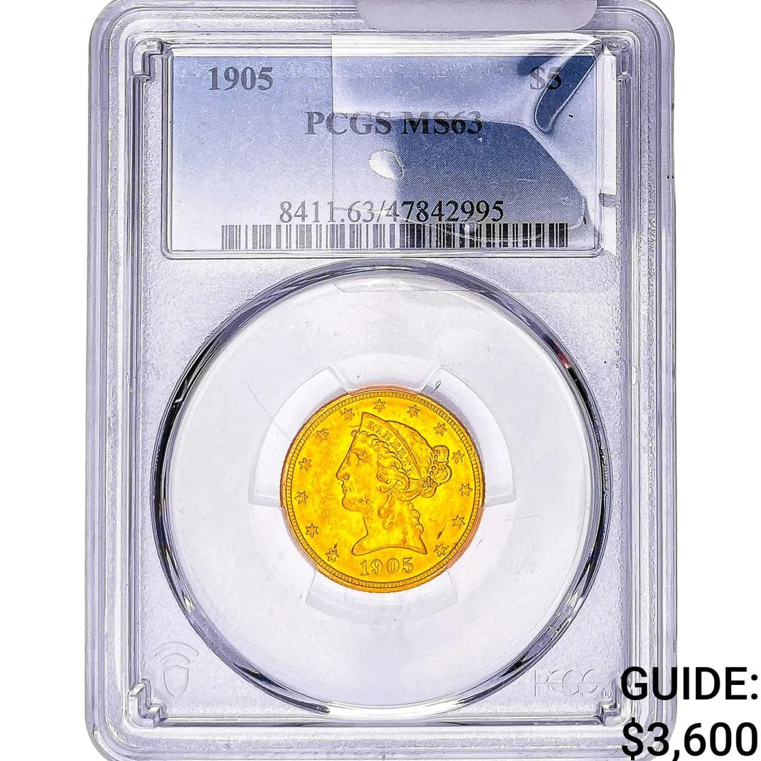 1905 $5 Gold Half Eagle PCGS MS63