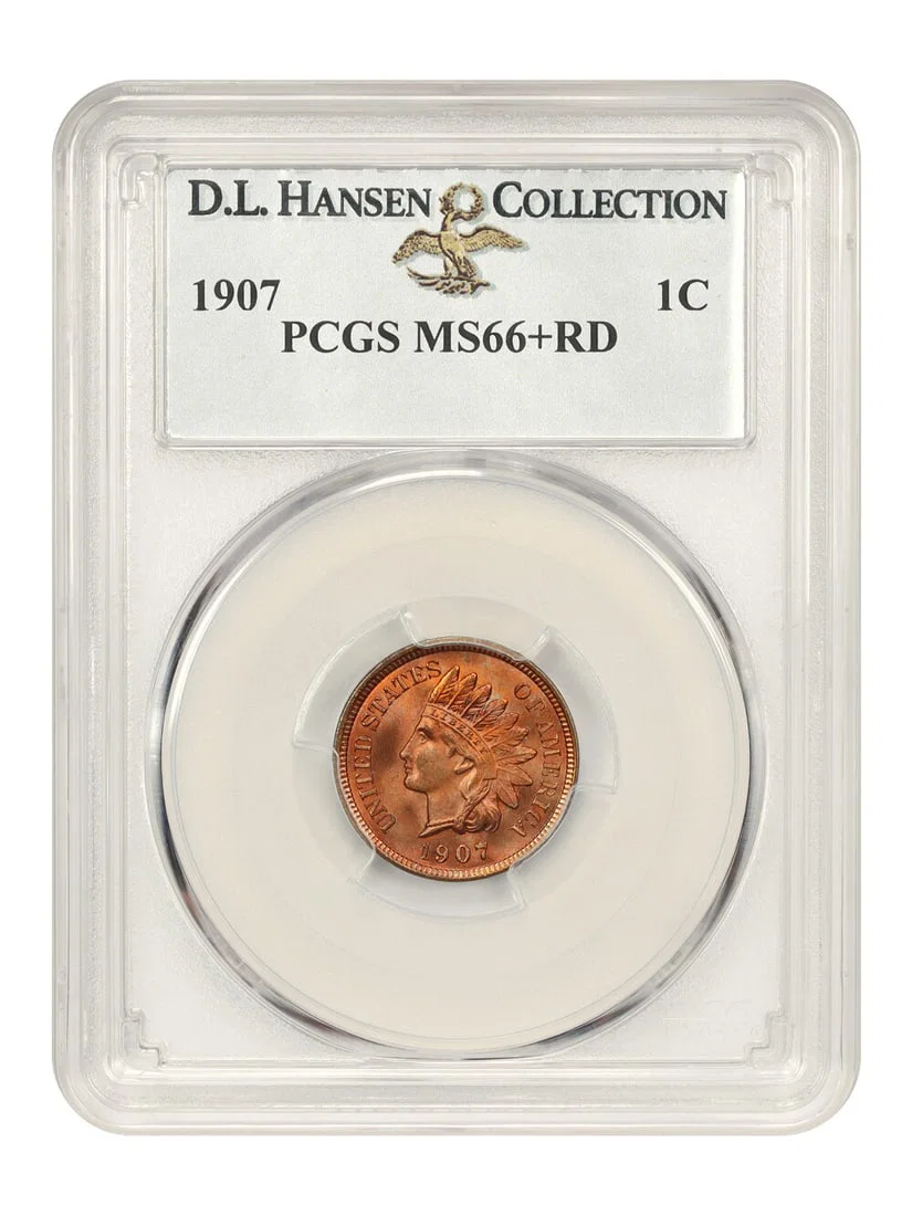1907 Indian Cent PCGS MS66+RD D.L. Hansen Collection