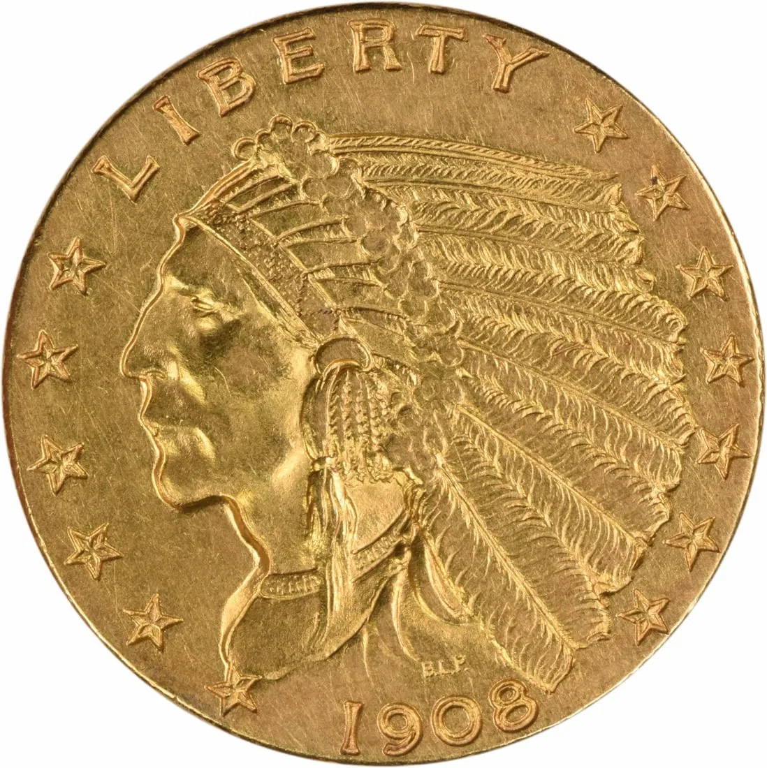 1908 Indian Head $2.50 Gold Quarter Eagle AU Uncertified Coin