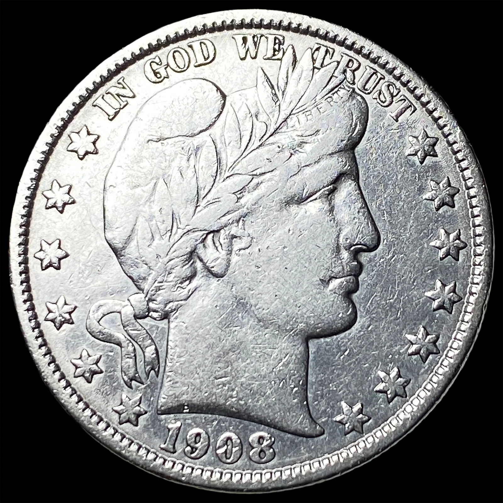 1908-O Silver Barber Half Dollar CLOSELY UNCIRCULATED