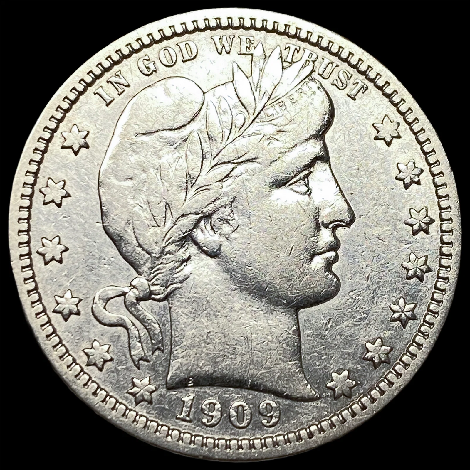1909 Barber Silver Quarter CLOSELY UNCIRCULATED