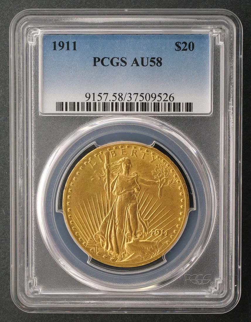 1911 $20 Saint-Gaudens PCGS AU58