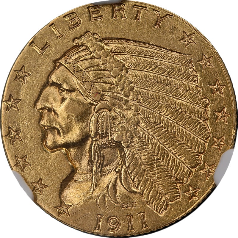 1911-D Indian Gold $2.50 NGC AU58 Key Date with Eye Appeal