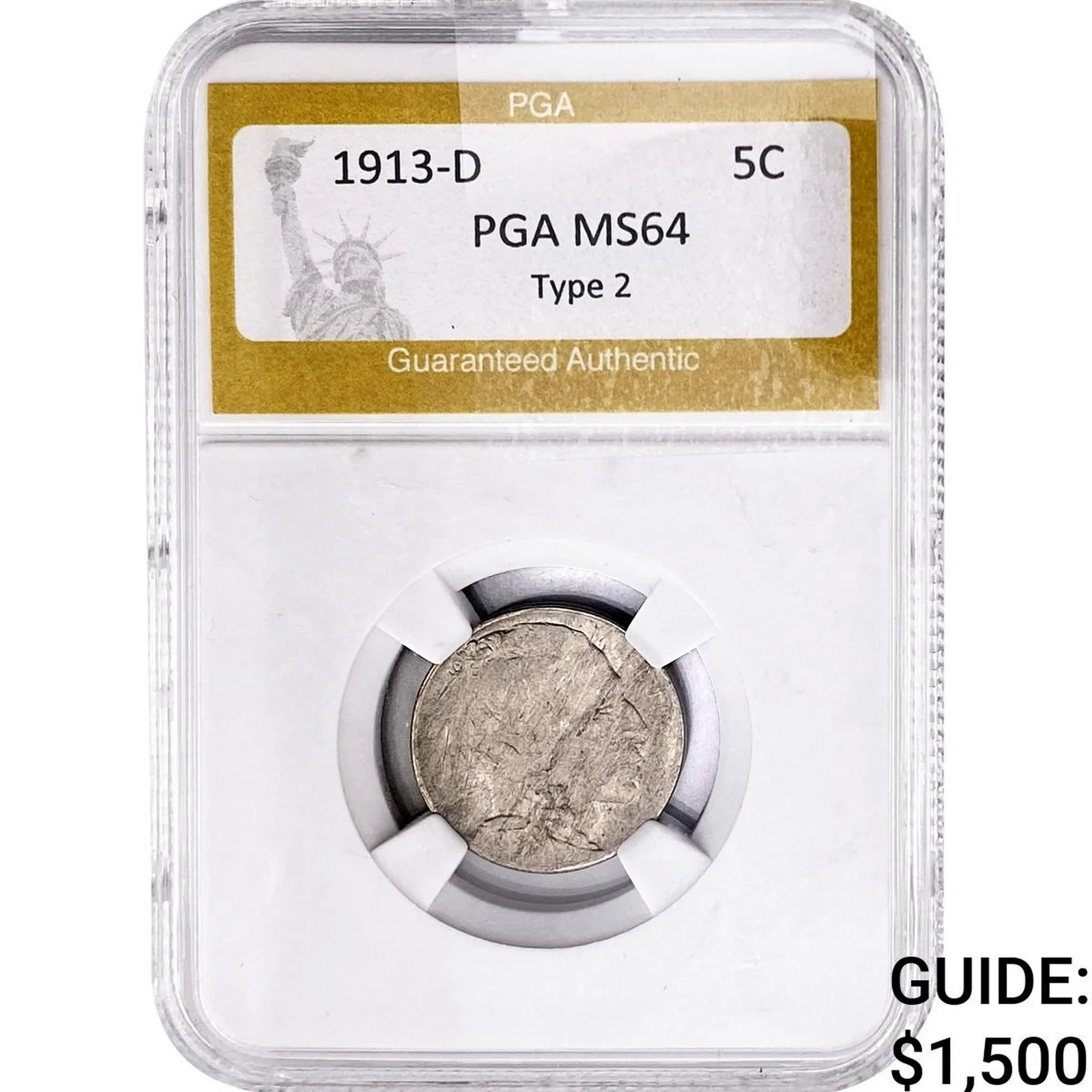 1913-D Buffalo Nickel PGA MS64 TY 2