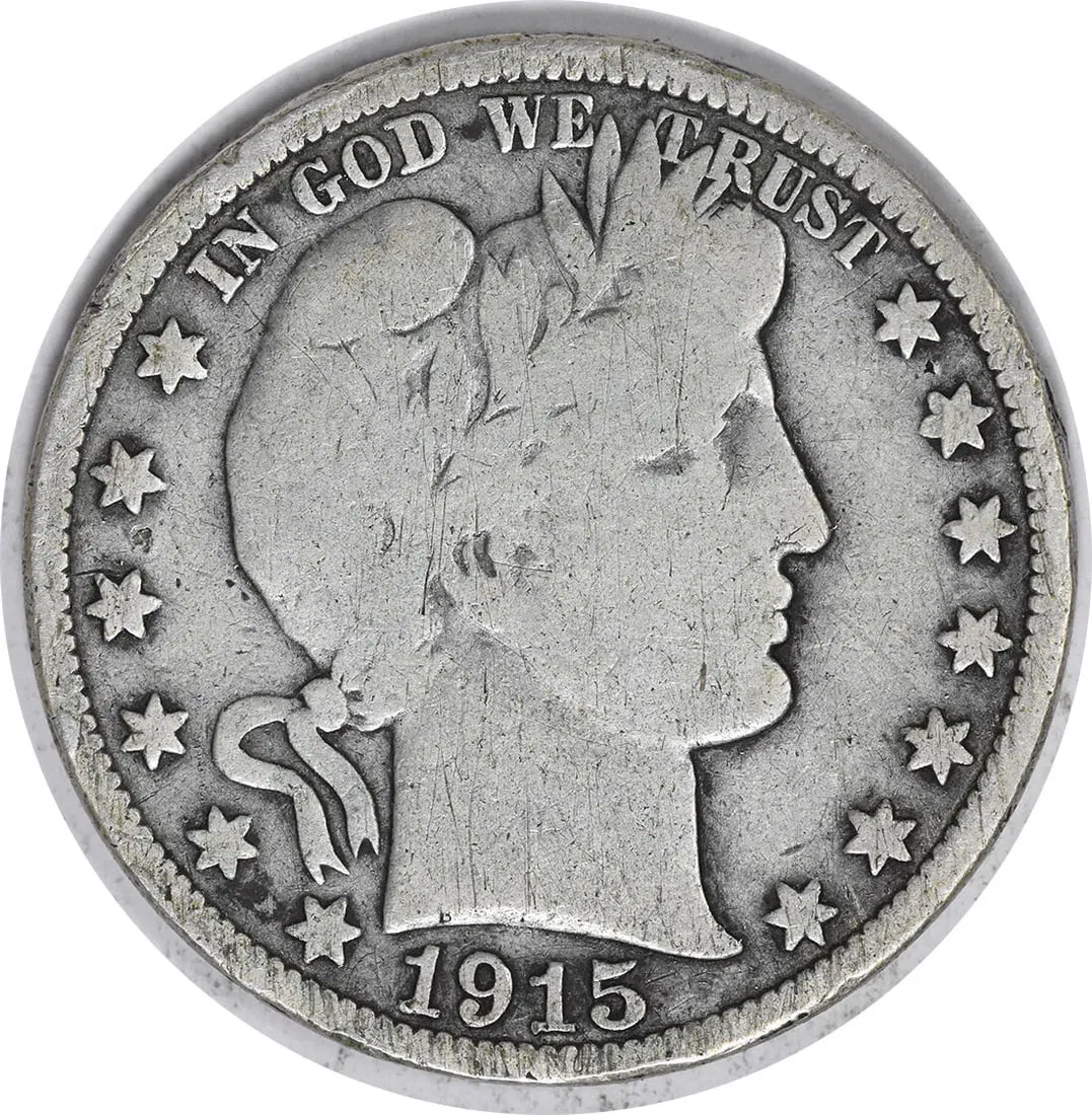 1915 Barber Half Dollar 50C Silver Coin Uncertified