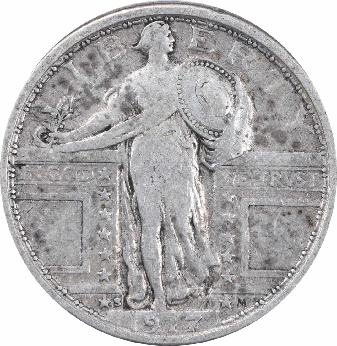 1917 San Francisco Standing Liberty 25C Type 1 Silver Quarter Uncertified