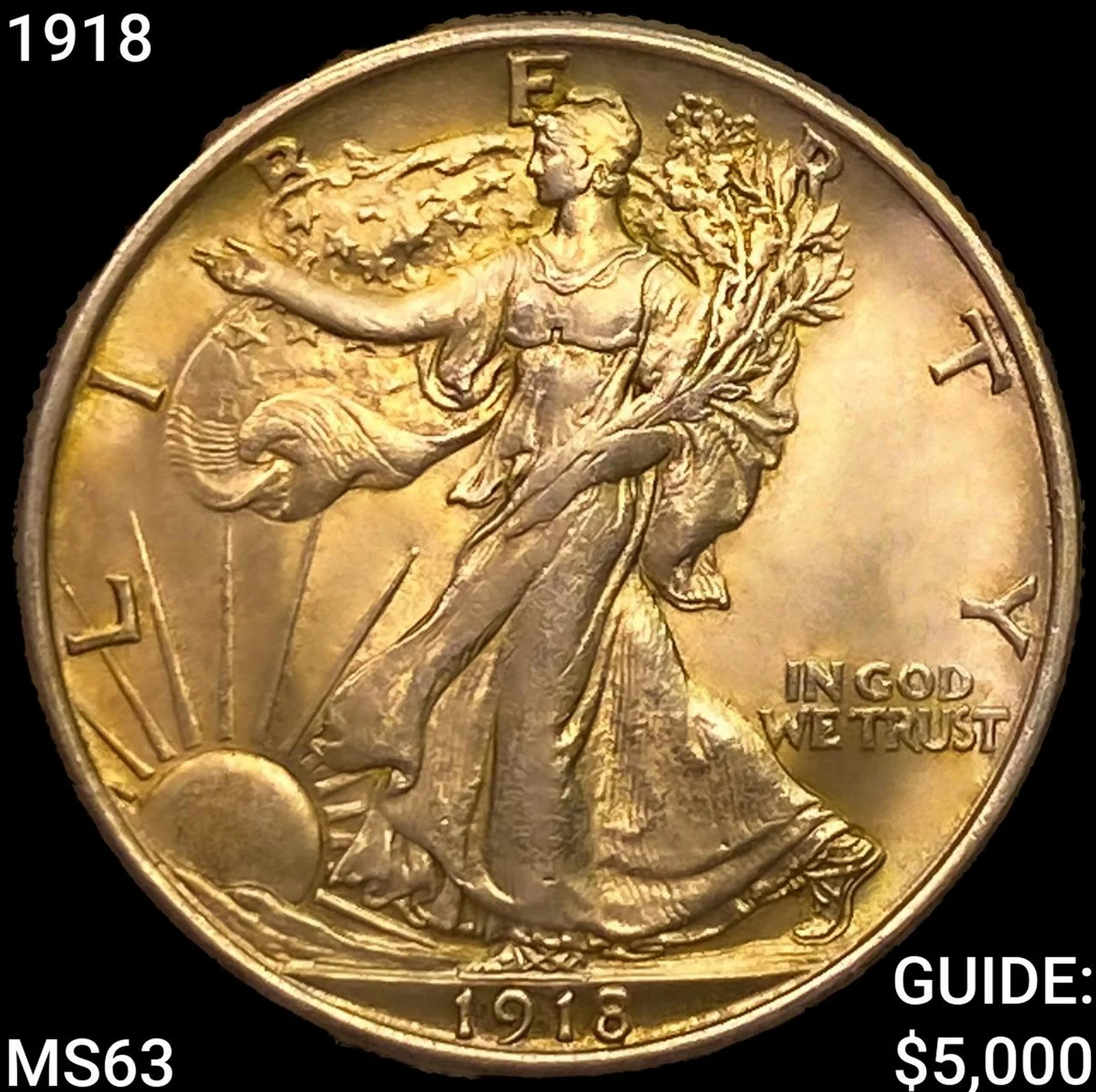 1918 Walking Liberty Half Dollar CHOICE BU