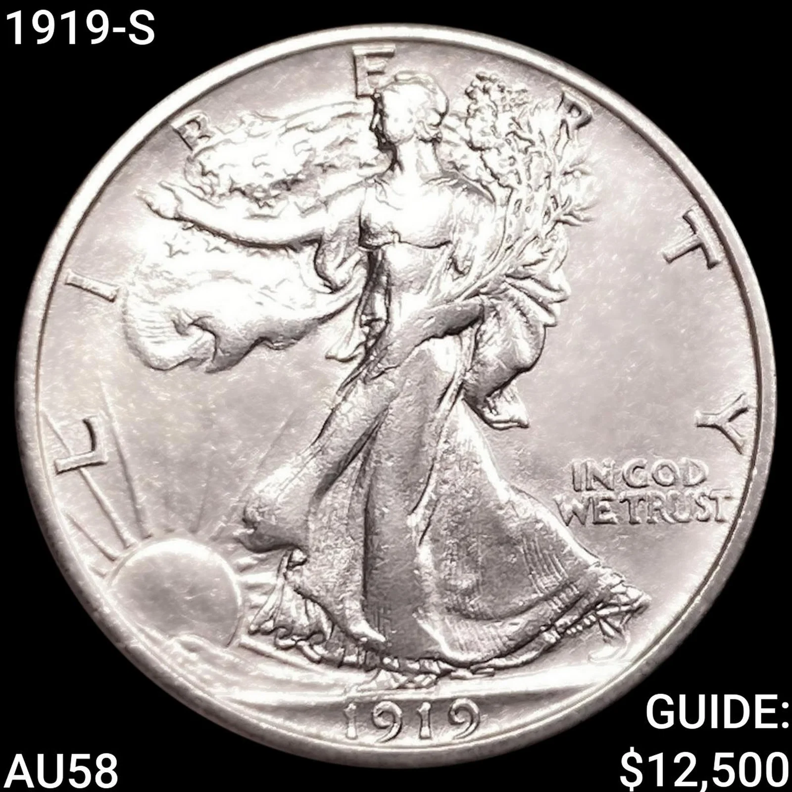 1919-S Walking Liberty Half Dollar CHOICE AU