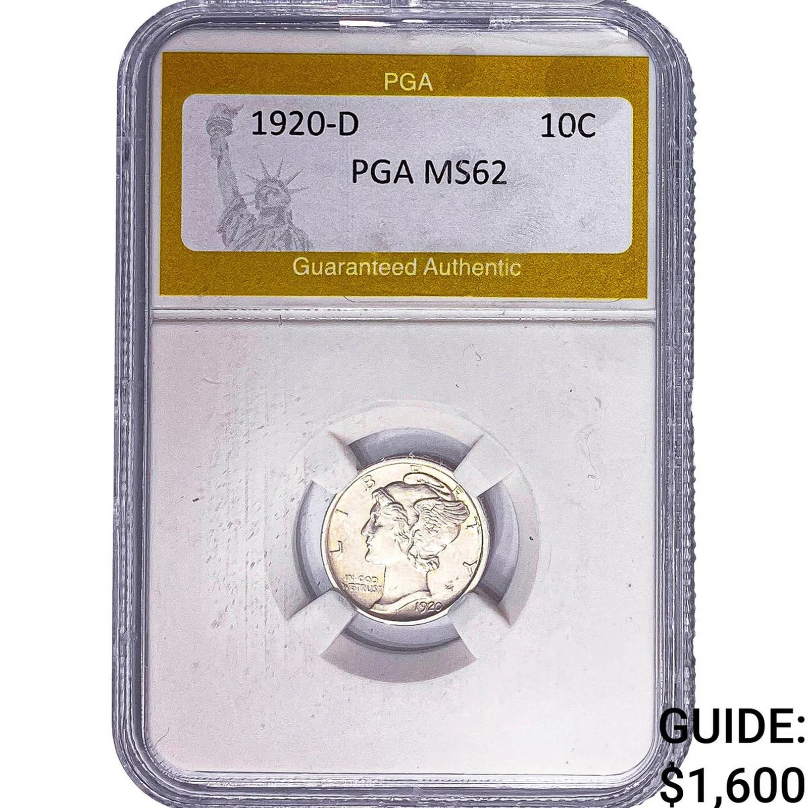 1920-D Mercury Silver Dime PGA MS62