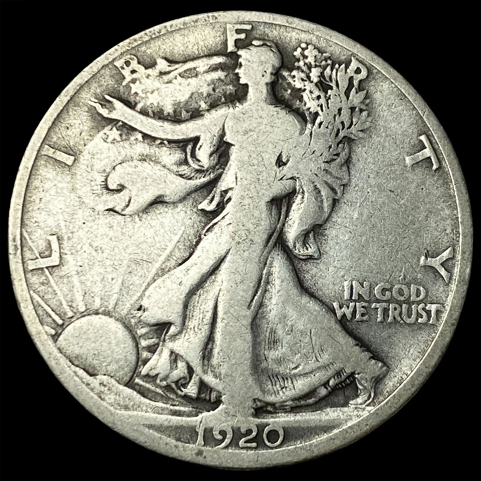 1920-D Silver Walking Liberty Half Dollar NICELY CIRCULATED