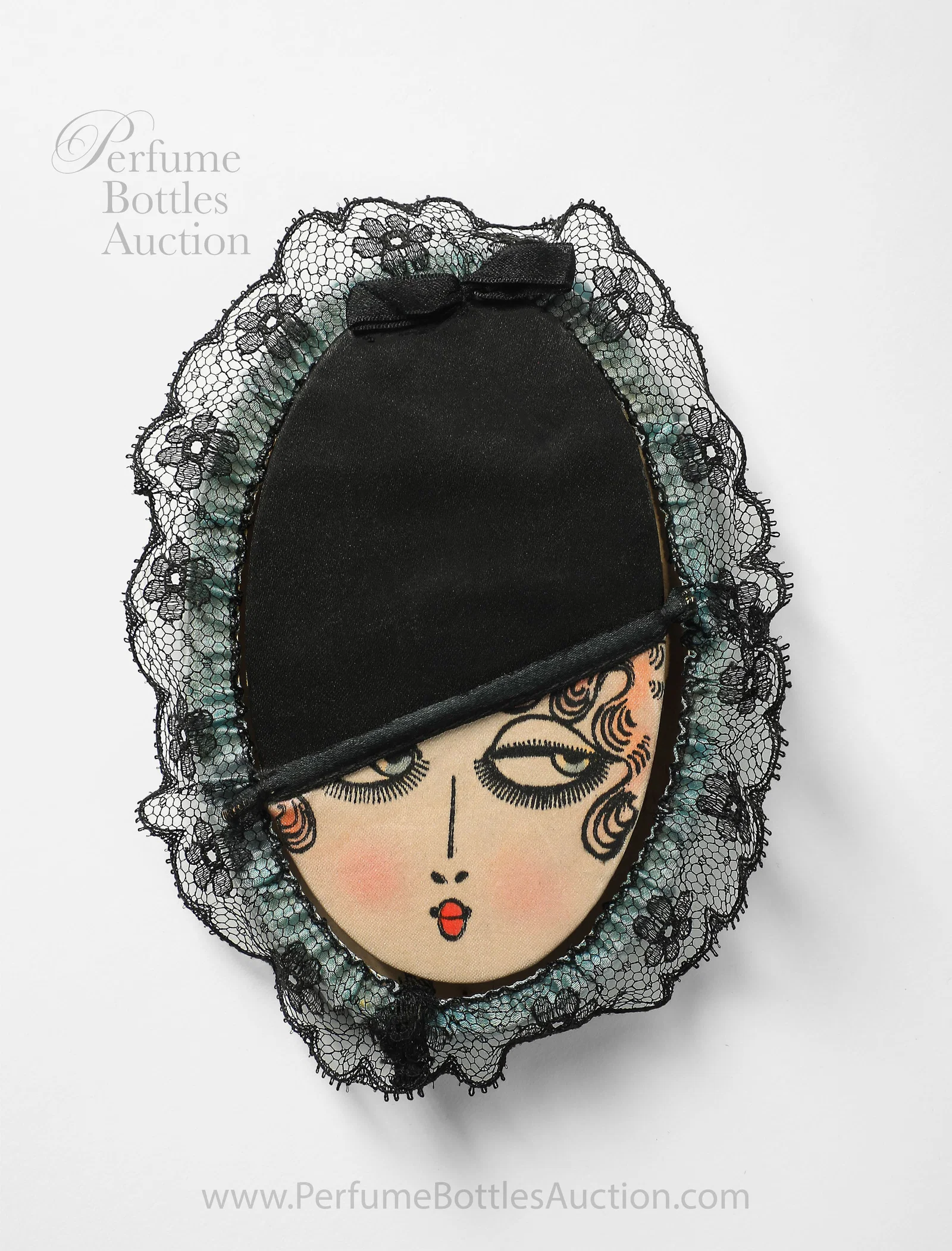 1920s Art Deco flapper powder puff box