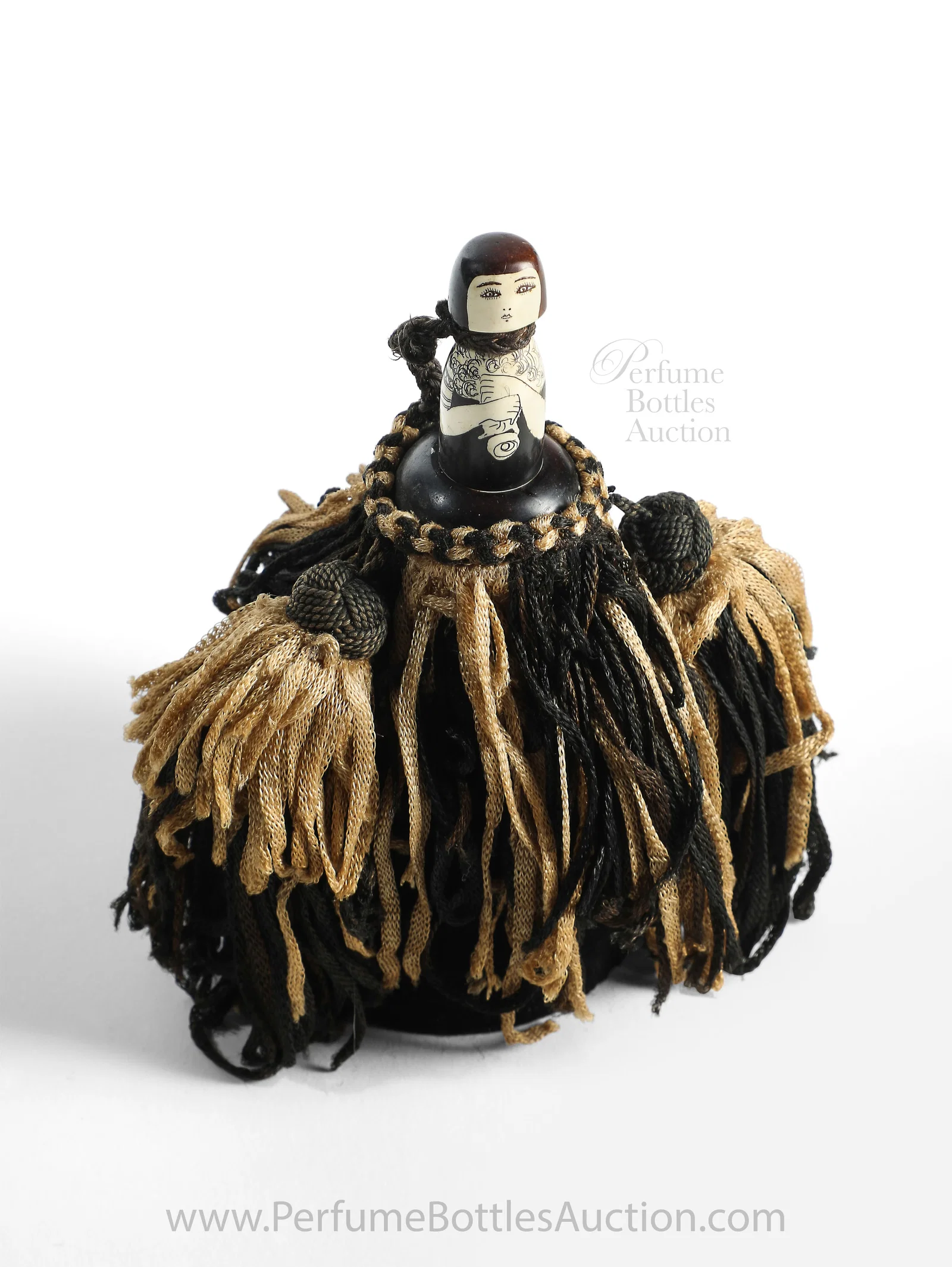 1920s French minaudière as a young woman in panniers dress holding bouquet of roses