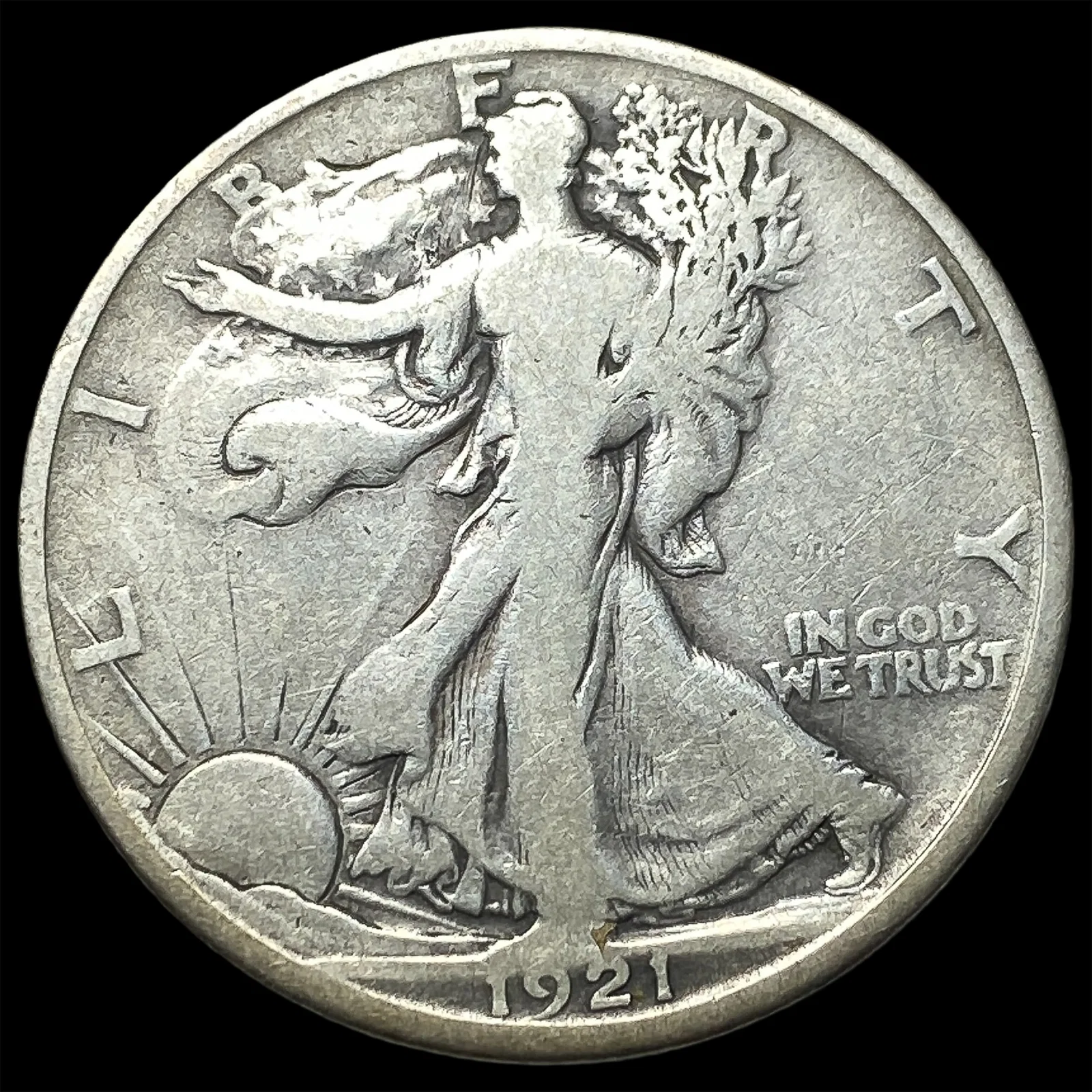 1921-D Silver Walking Liberty Half Dollar LIGHTLY CIRCULATED